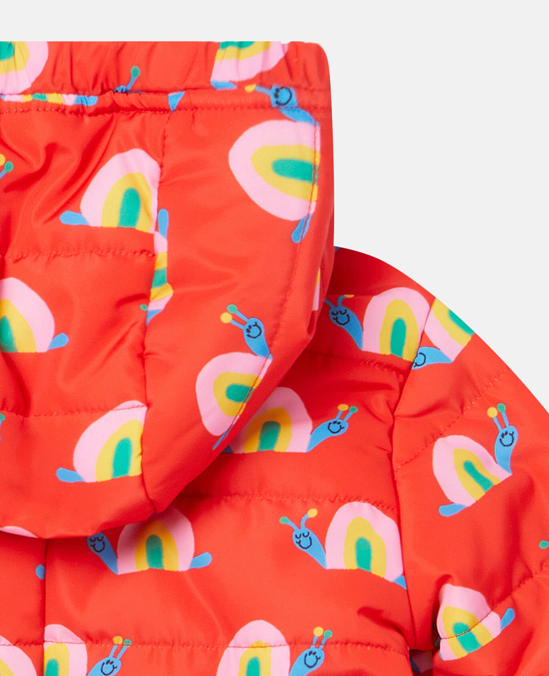 All In One Snail Print Puffer Suit-Red-large image number 2