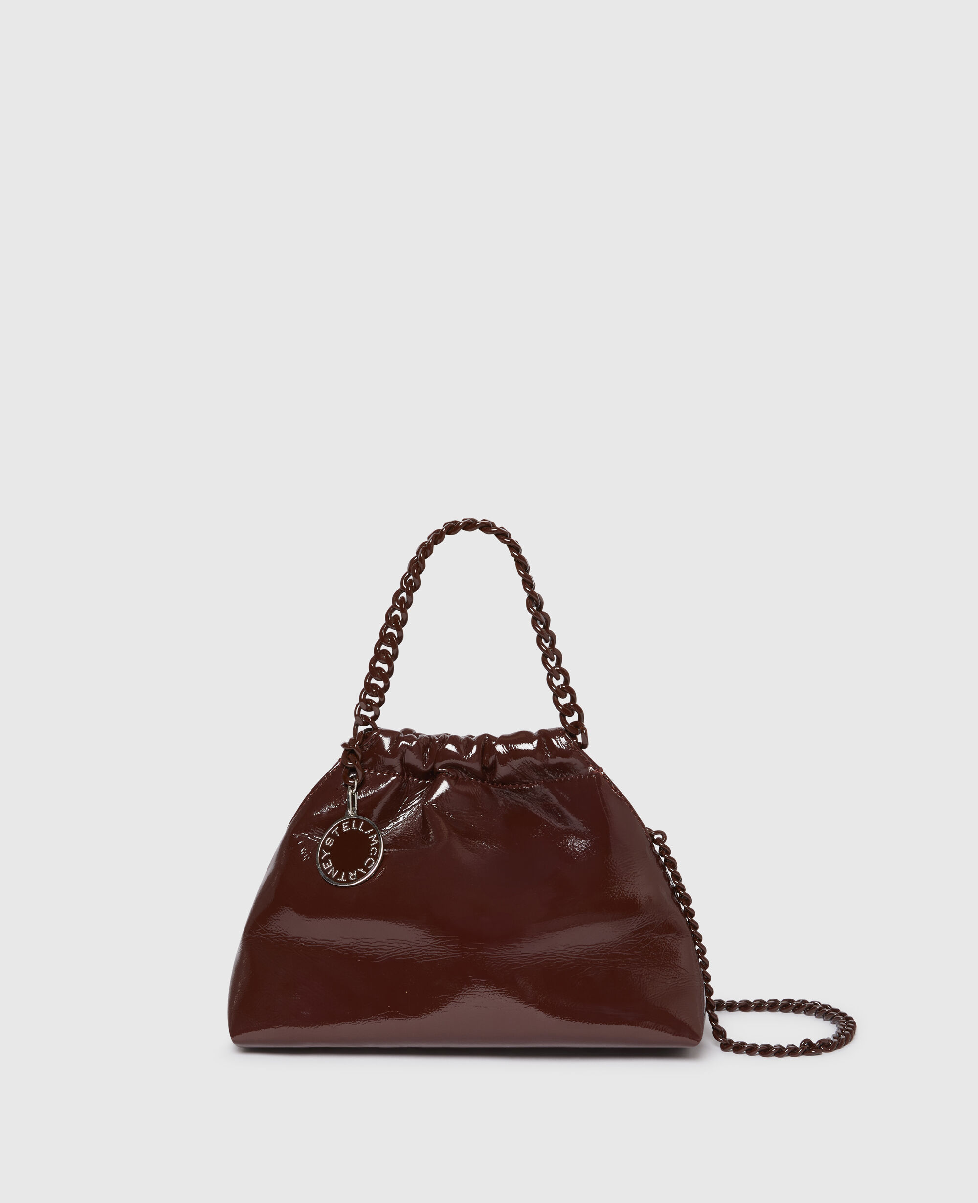 Women Moka Falabella Patent Drawstring Crossbody Bag | Stella