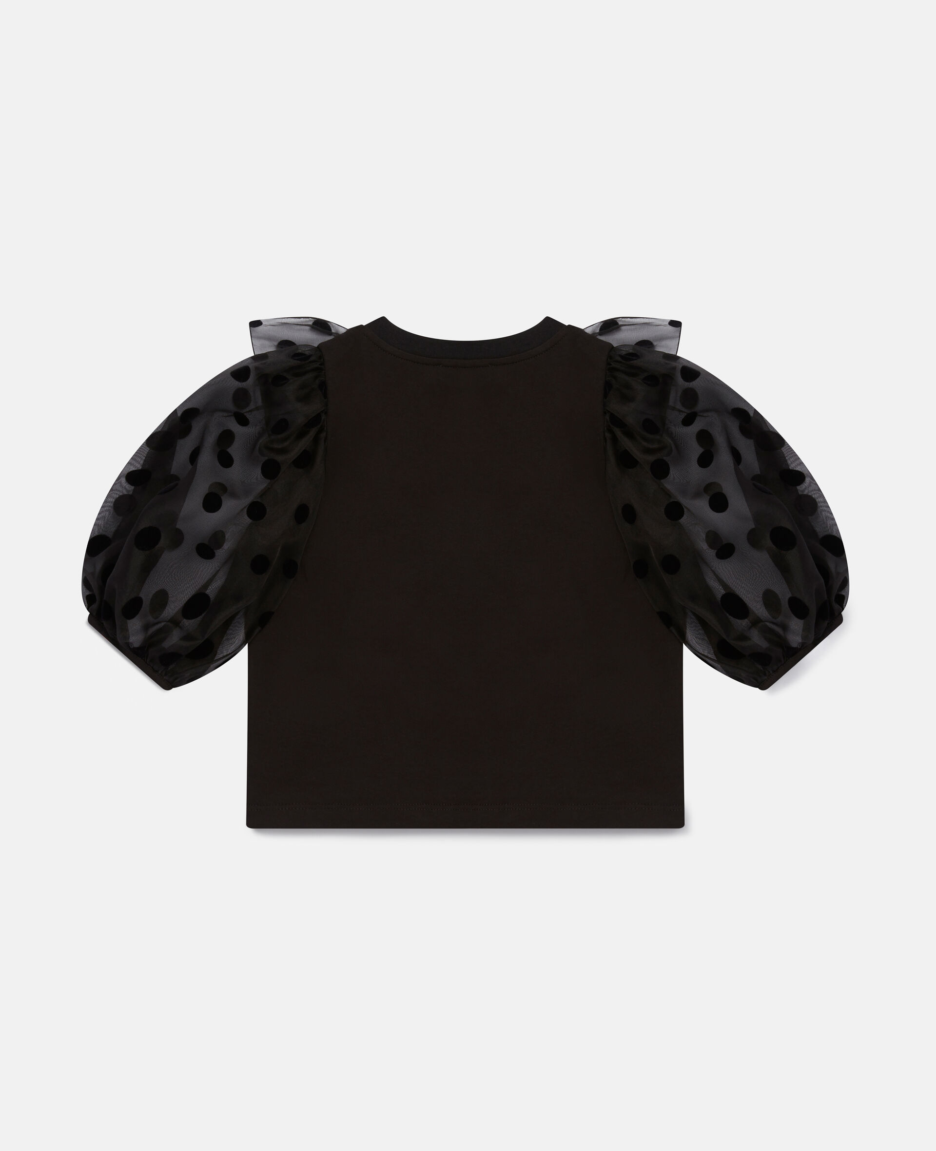 Velvet Polka Dot Ruffle Top-Black-large image number 3