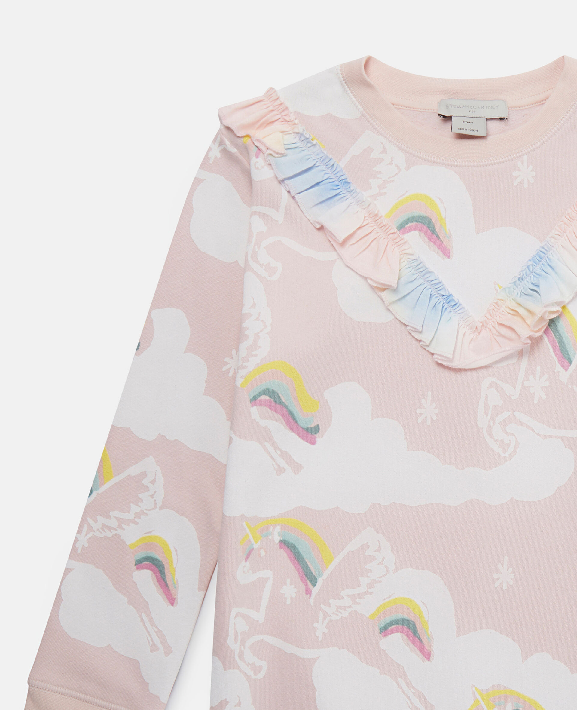 Rainbow Unicorn Cloud Print Sweater Dress-Blue-large image number 1