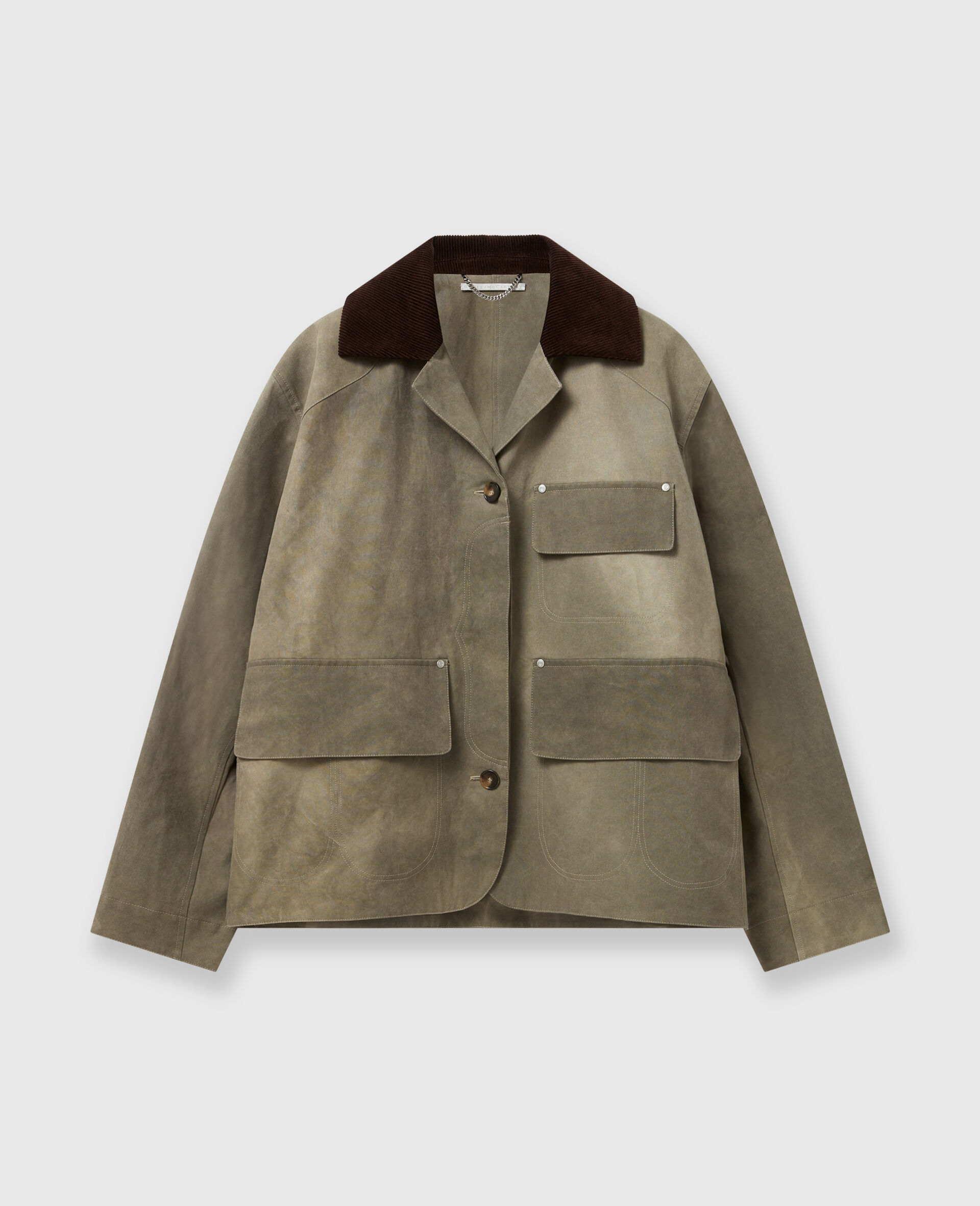 Corduroy Collar Aged Jacket-Beige-large image number 0