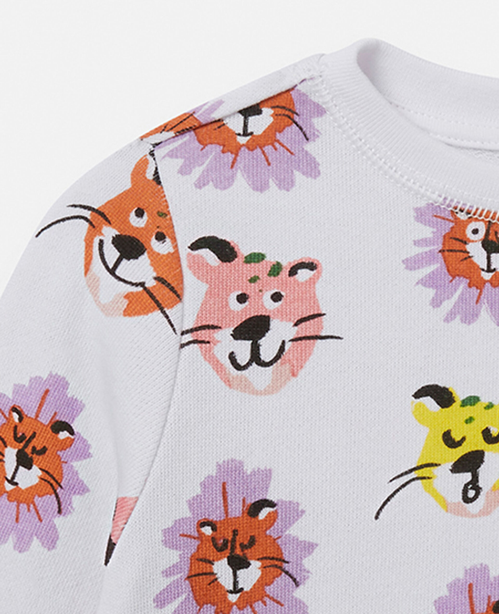 Cheetah Face Print Sweatshirt-White-large image number 1