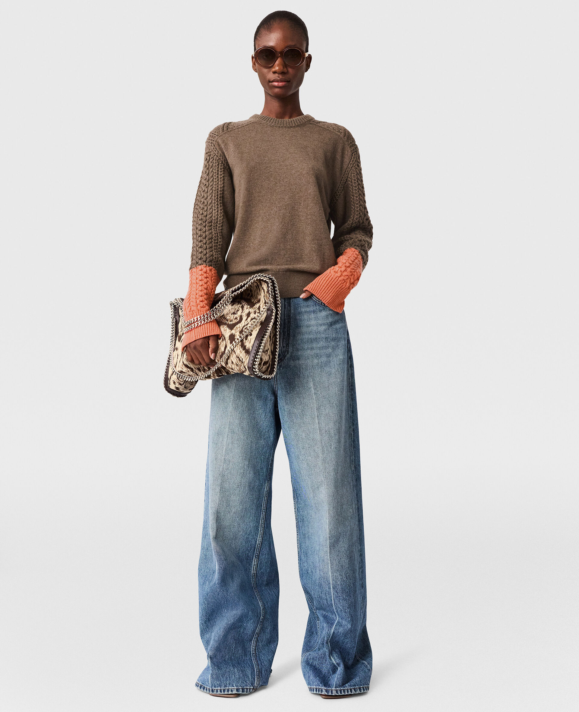 Hybrid Knit Crewneck Jumper-Brown-large image number 5