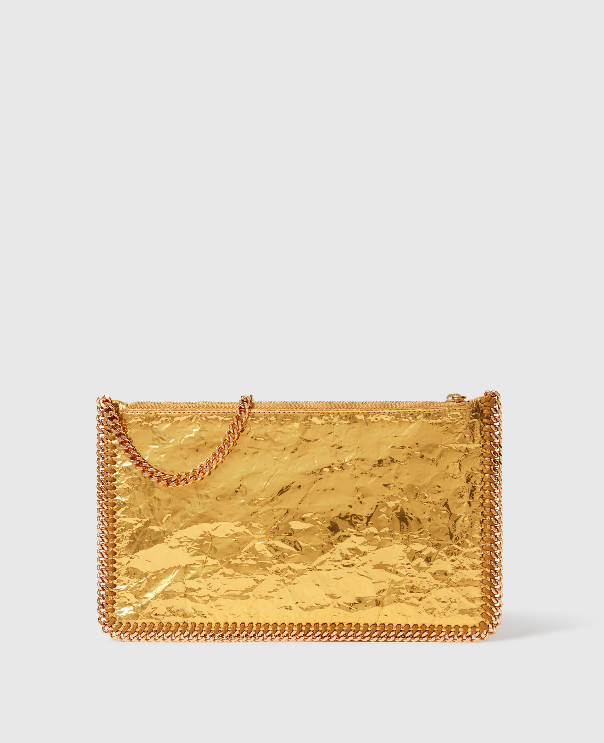 Umhaenge-Portemonnaie Falabella mit Metallic-Effekt und Knitter-Finish-Gold-large image number 3