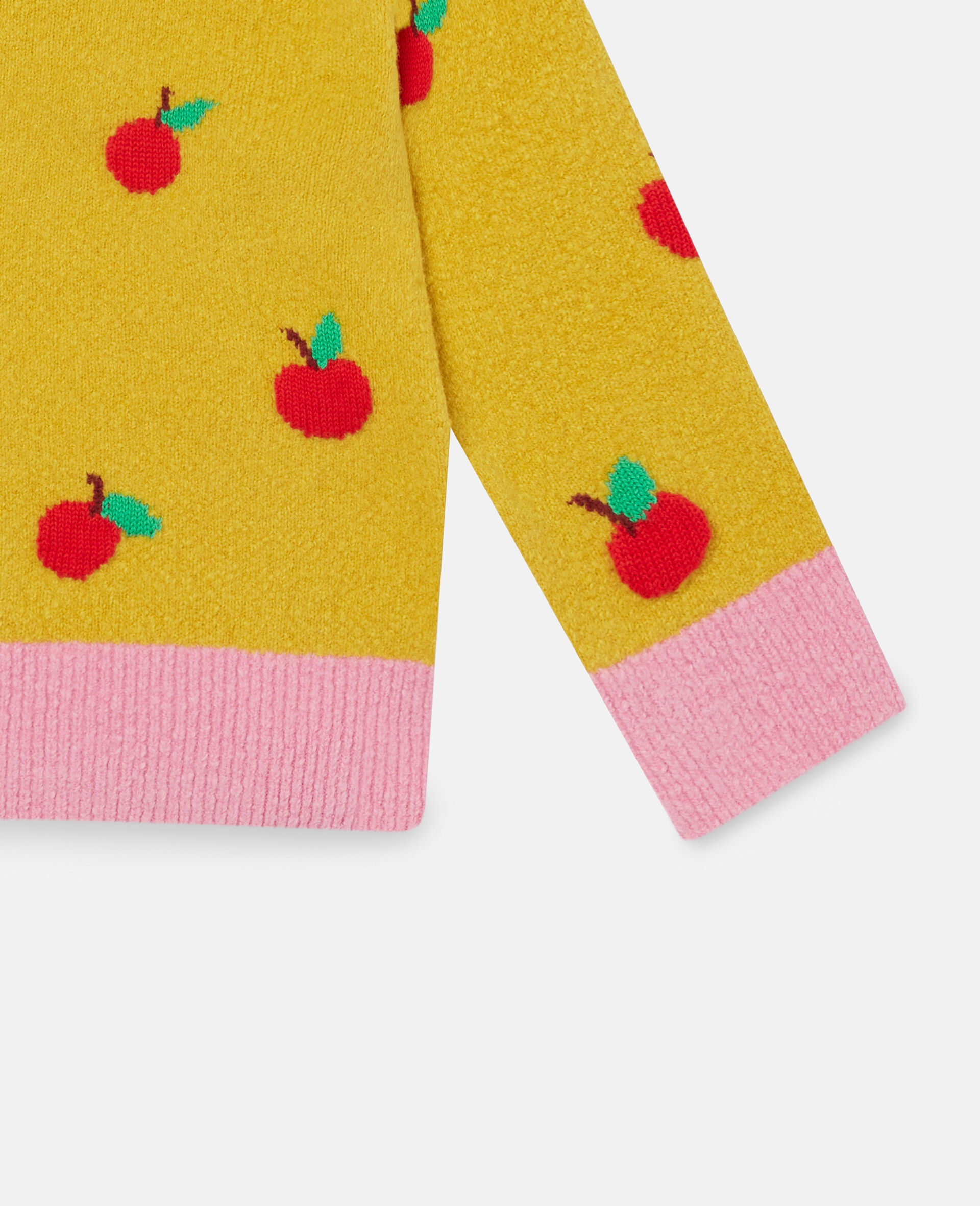Apple Knit Intarsia Cardigan-Yellow-large image number 3