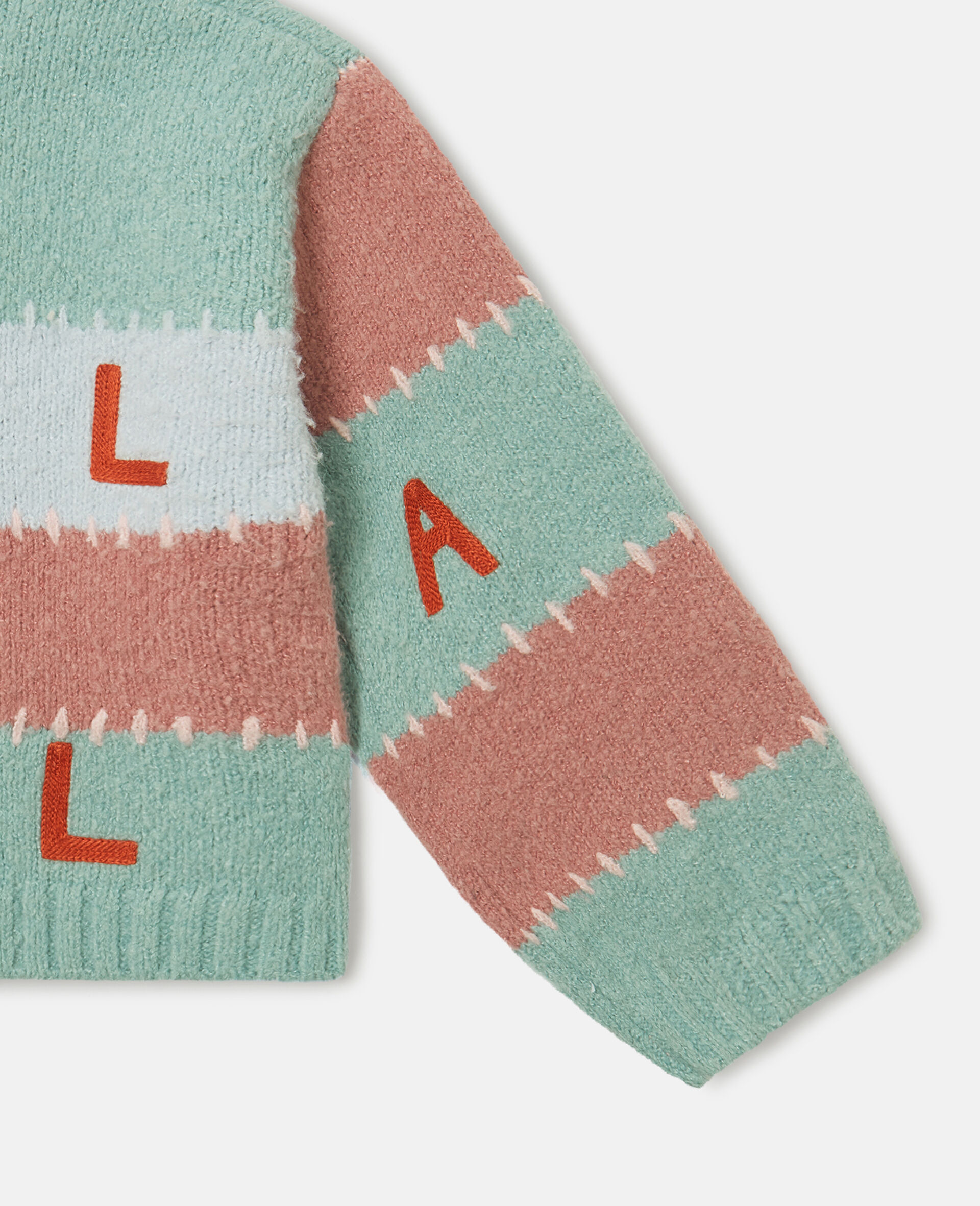 Logo Embroidered Balloon-Sleeve Sweater-Multicoloured-large image number 3