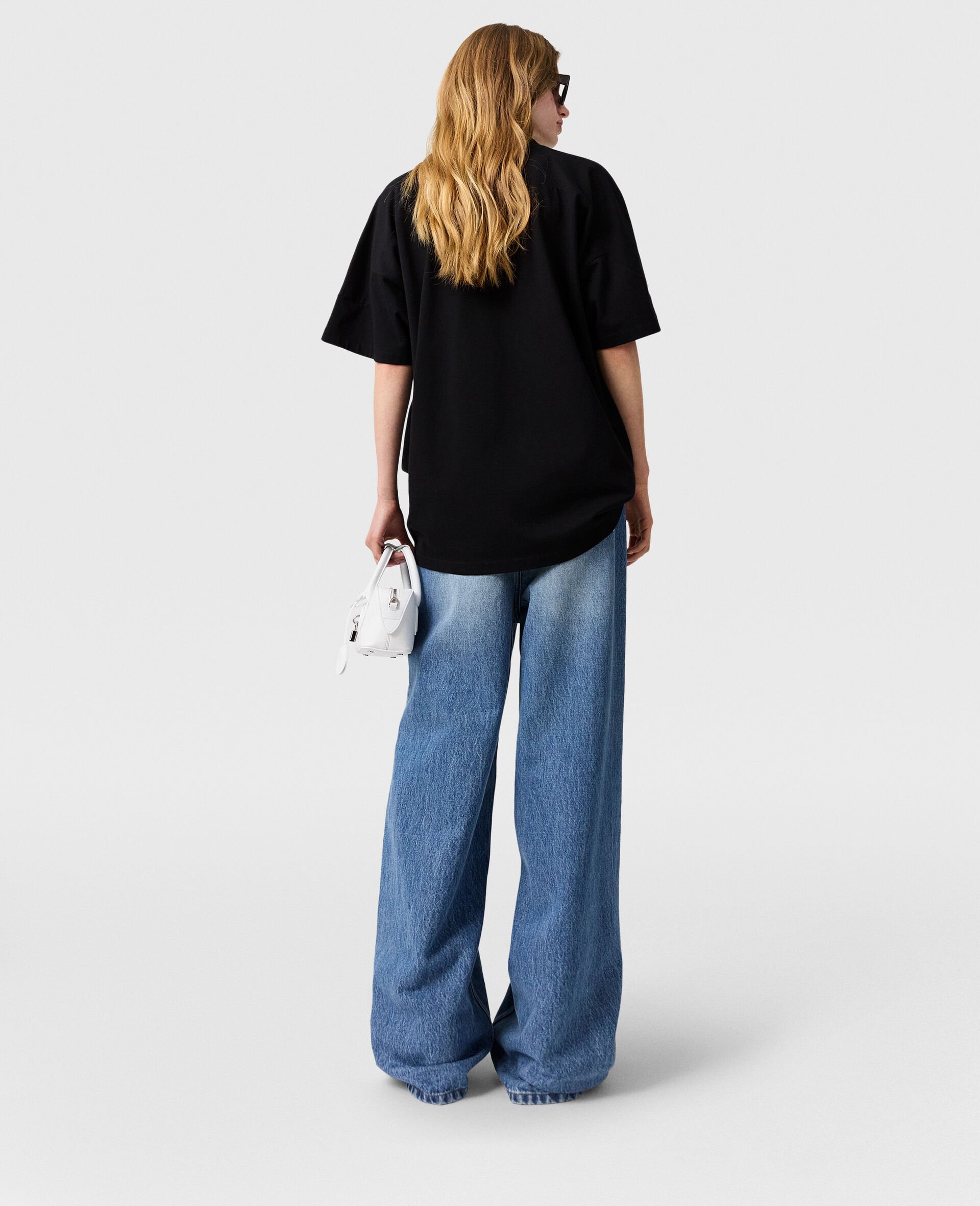 褪色阔腿高腰牛仔裤-蓝色-large 褪色阔腿高腰牛仔裤-蓝色-large image number 4