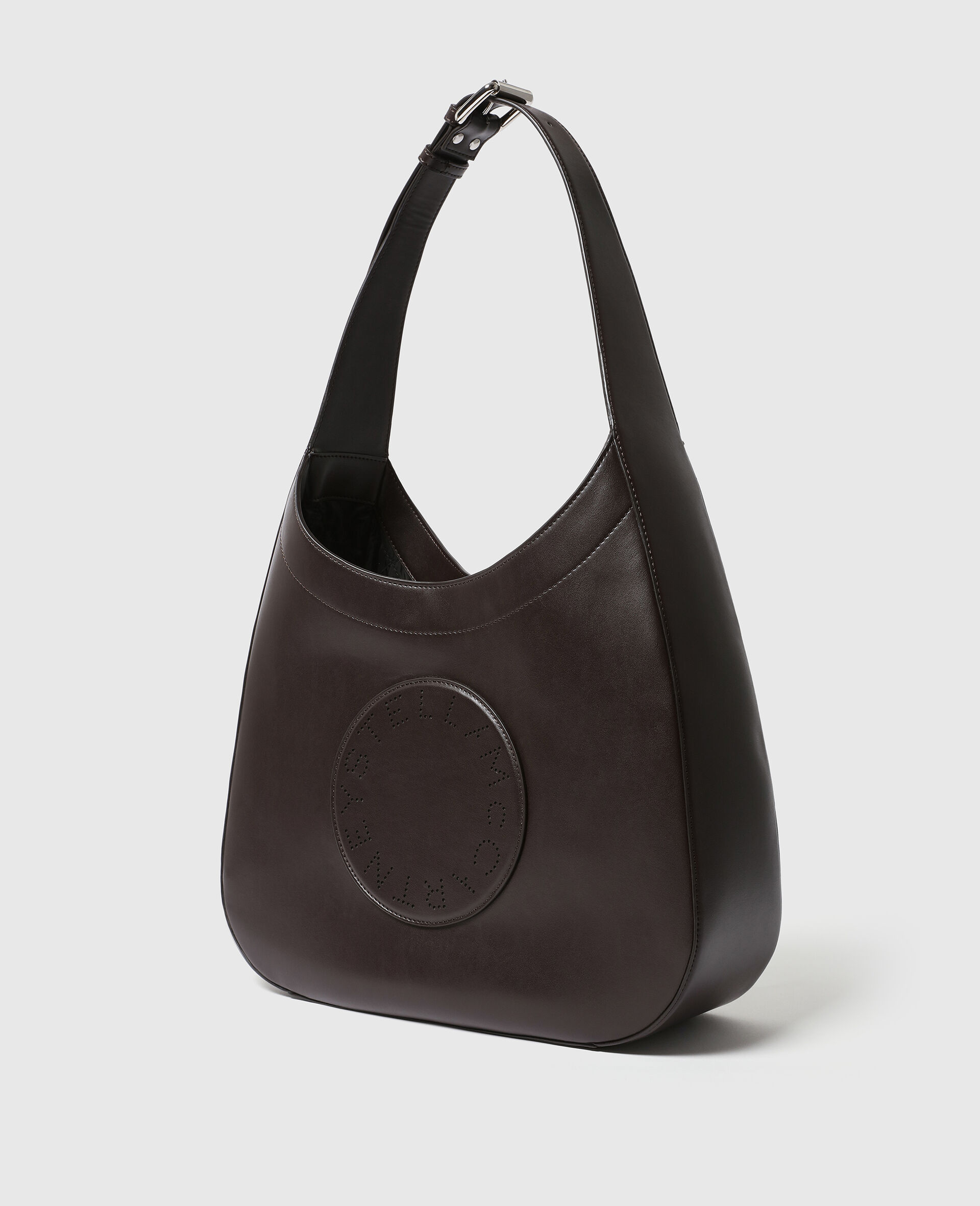 Logo Belt Slouchy Hobo Bag-Brown-large image number 2