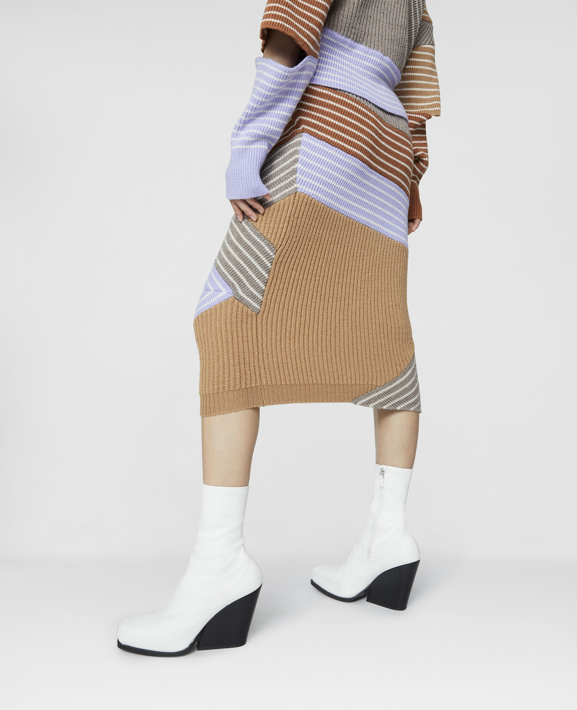 Stella by Stella 3D Stripes Wool Midi Skirt-Multicolour-large image number 2
