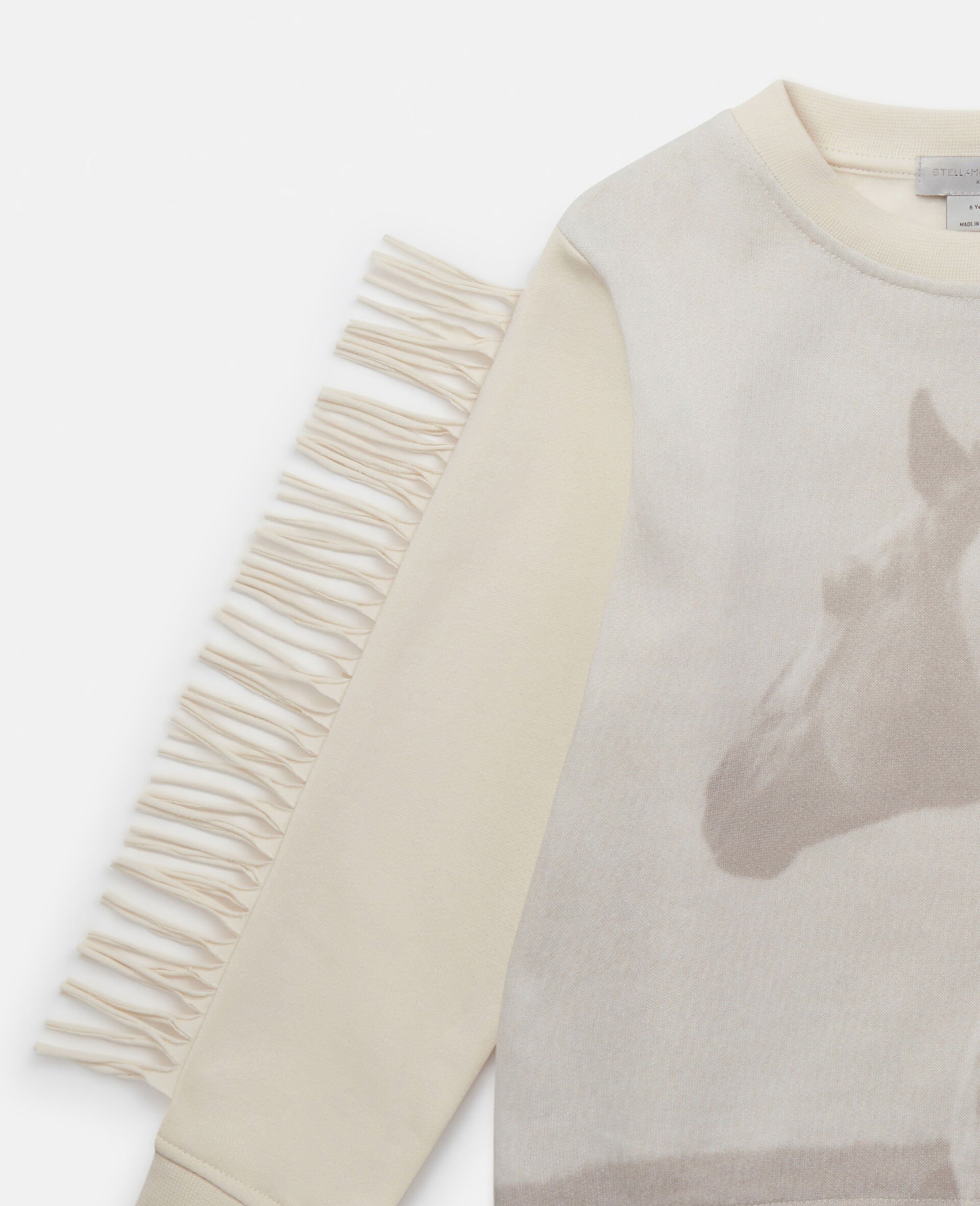 Horse Graphic Fringed Sweatshirt-Grey-large Horse Graphic Fringed Sweatshirt-Grey-large image number 1