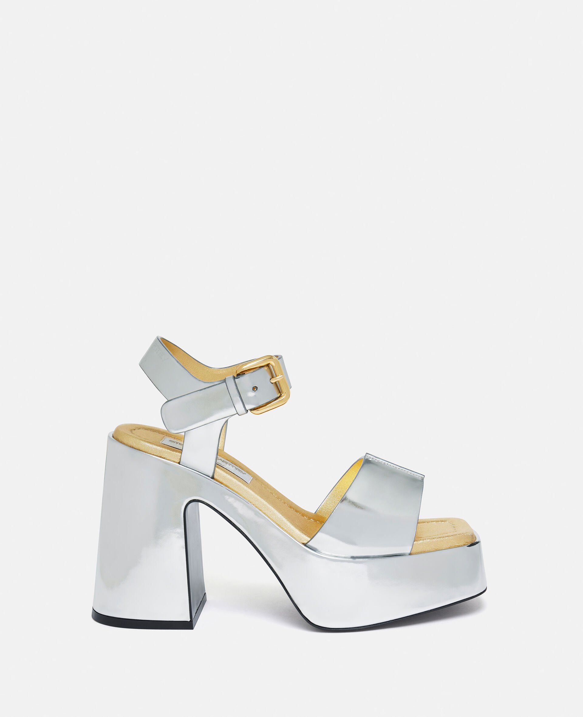 Skyla Double-Chromatic Mirrored Platform Sandals-Silver-model Skyla Double-Chromatic Mirrored Platform Sandals-Silver-model