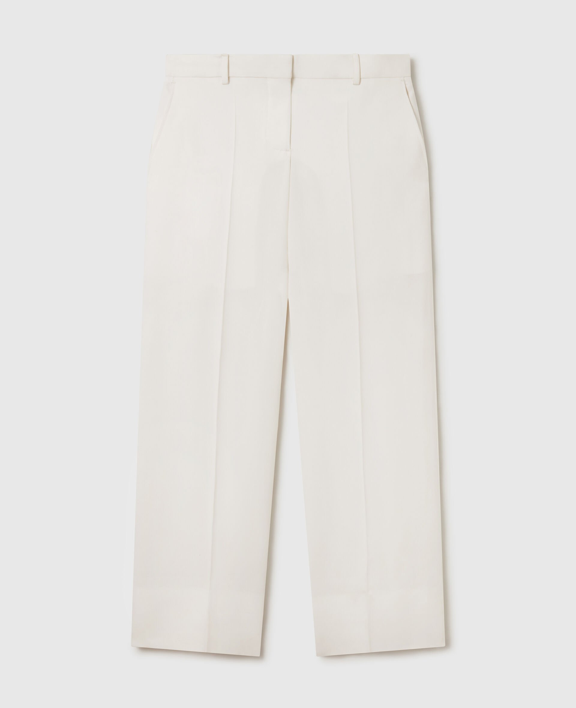 Pleated Straight-Leg Pants-White-medium