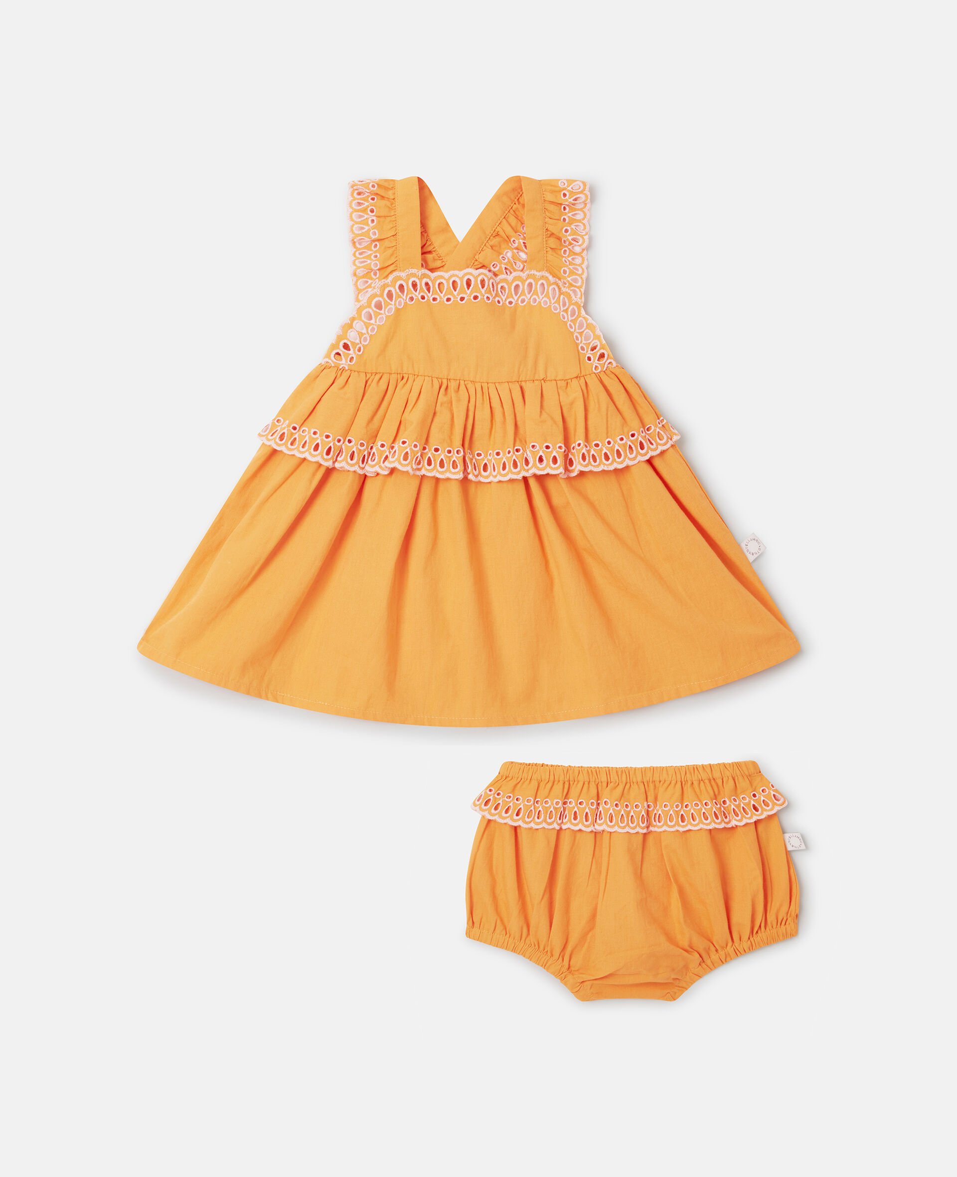 Popeline Dress and Bloomers Set-Orange-medium