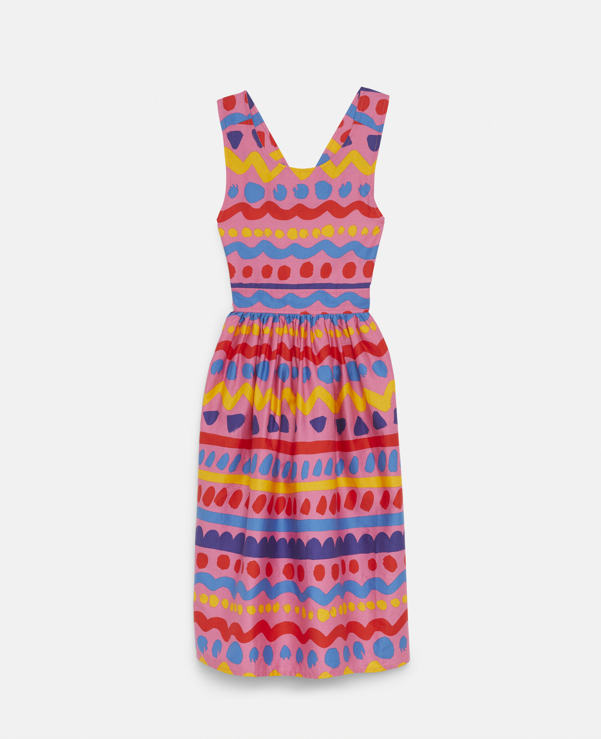 Striped Satin Cotton Dress-Multicoloured-large image number 0