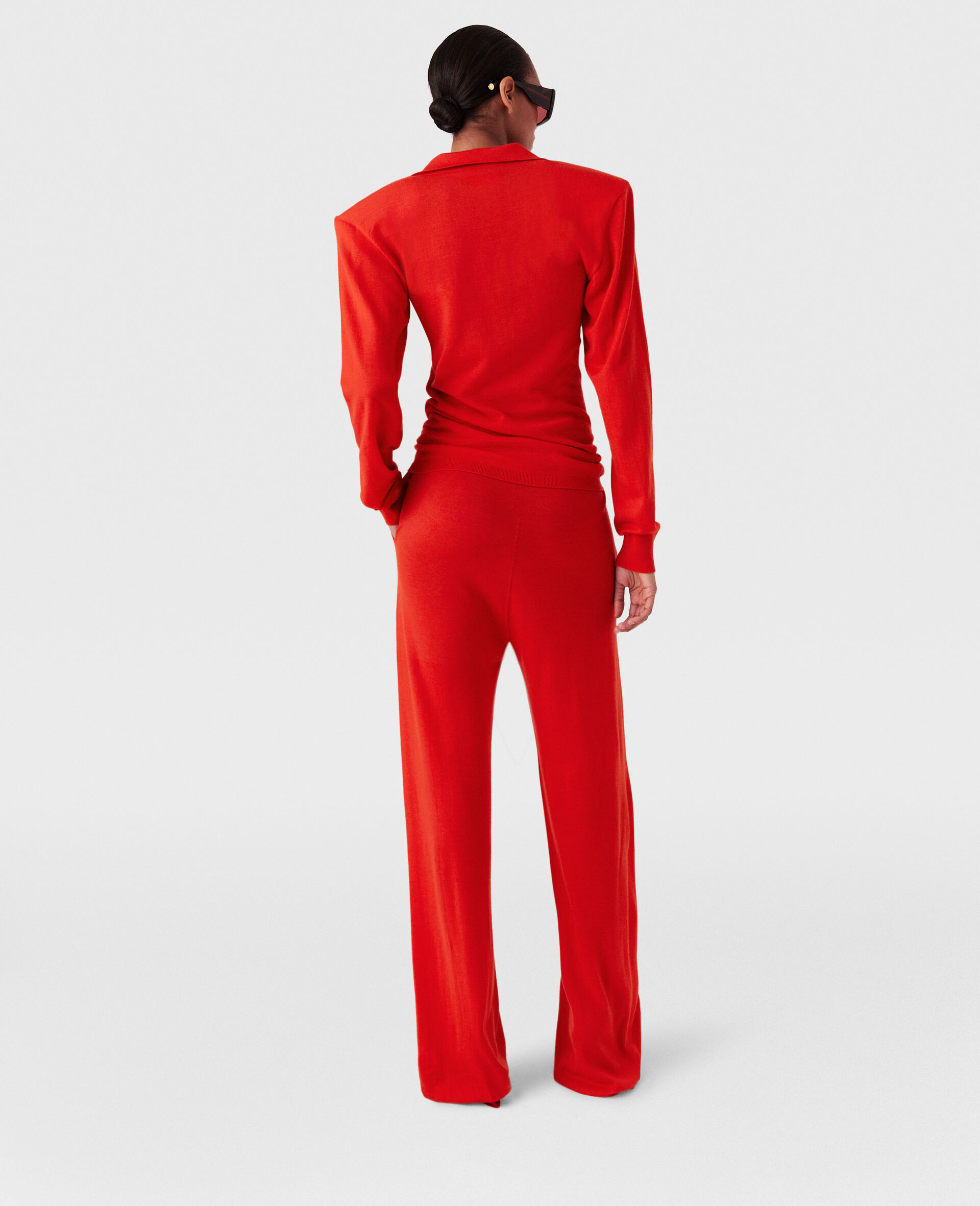 Knitted Straight Leg Joggers-Red-large image number 4