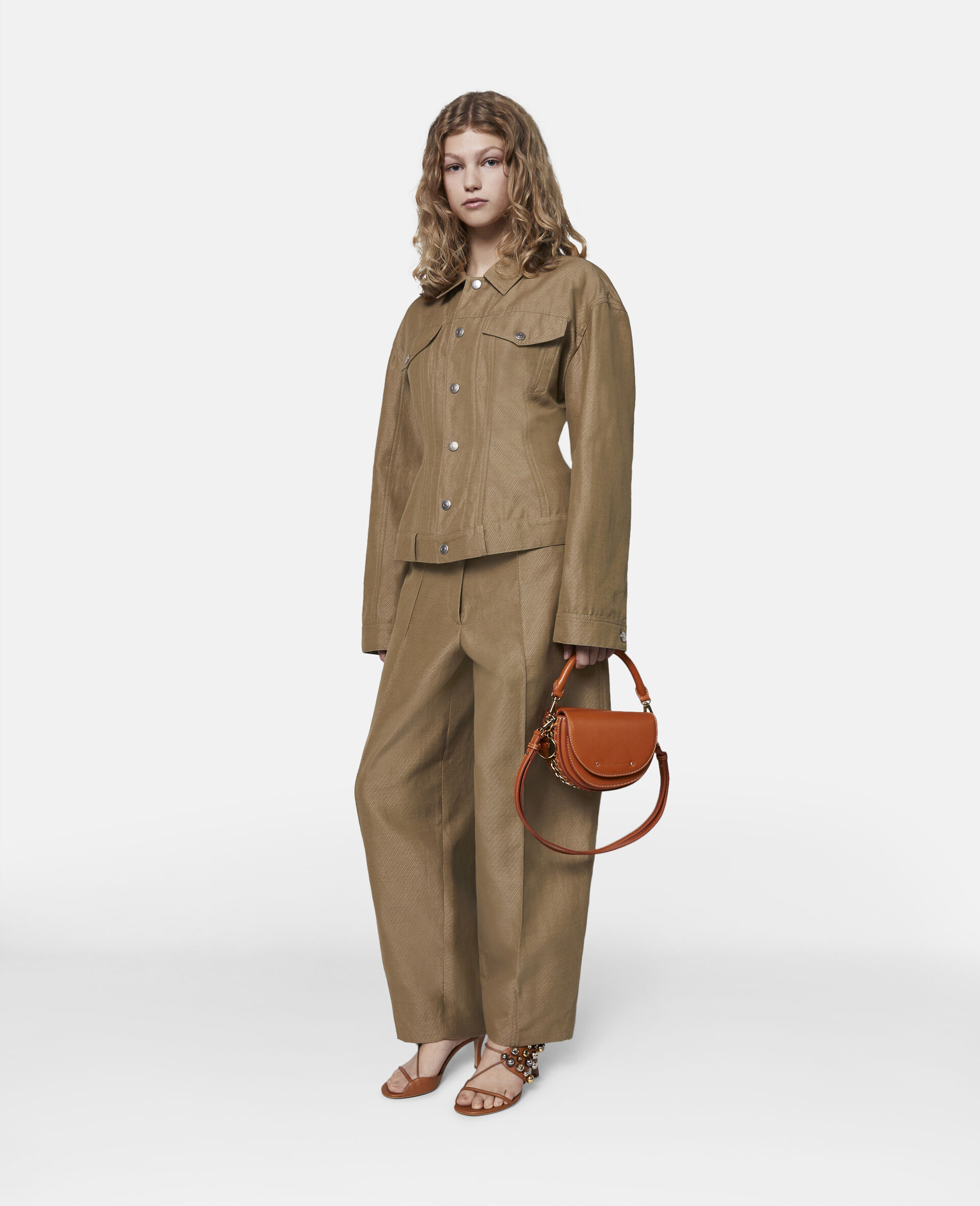 Pleated Balloon Leg Tailored Trousers-Brown-large image number 1