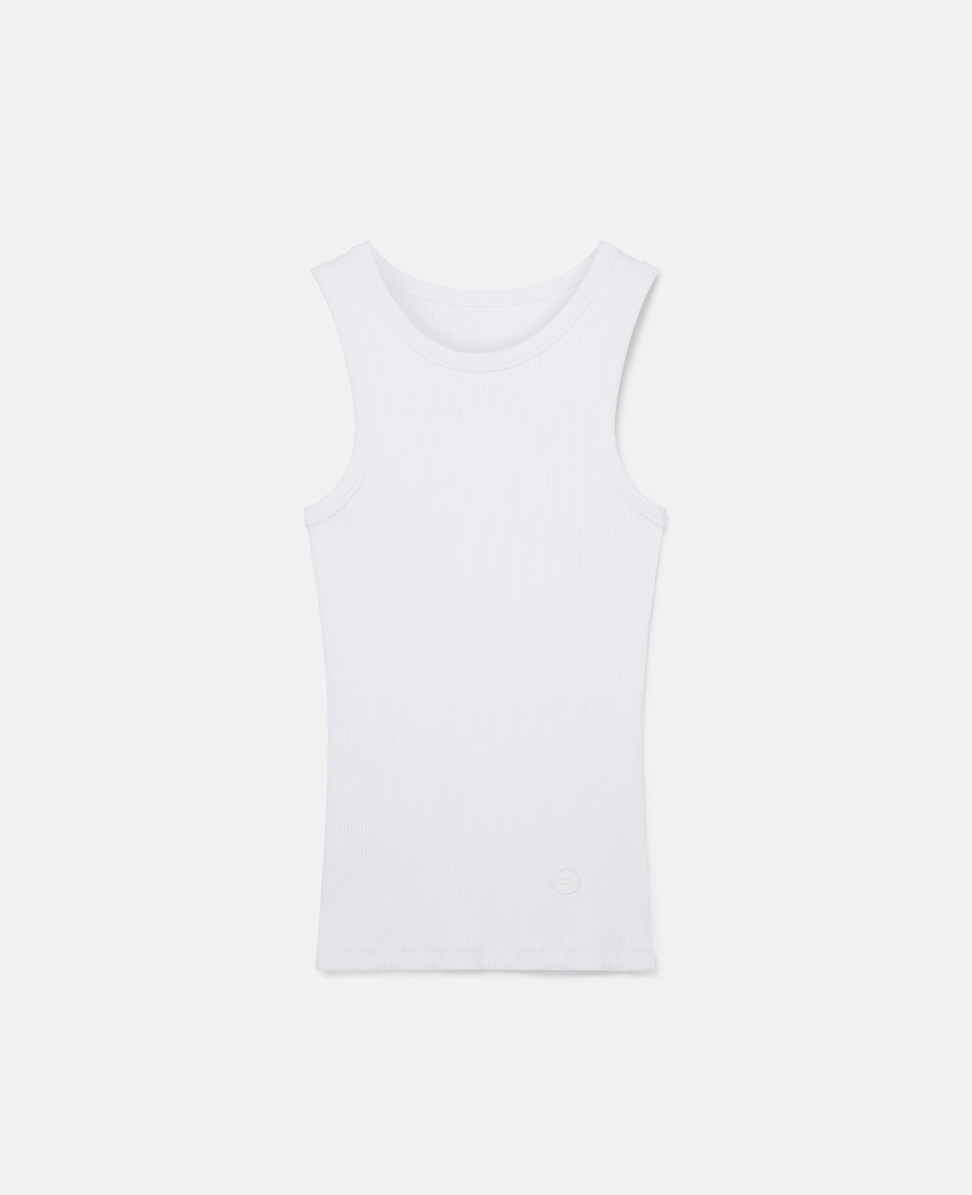 S-Wave Ribbed Tank Top-White-large