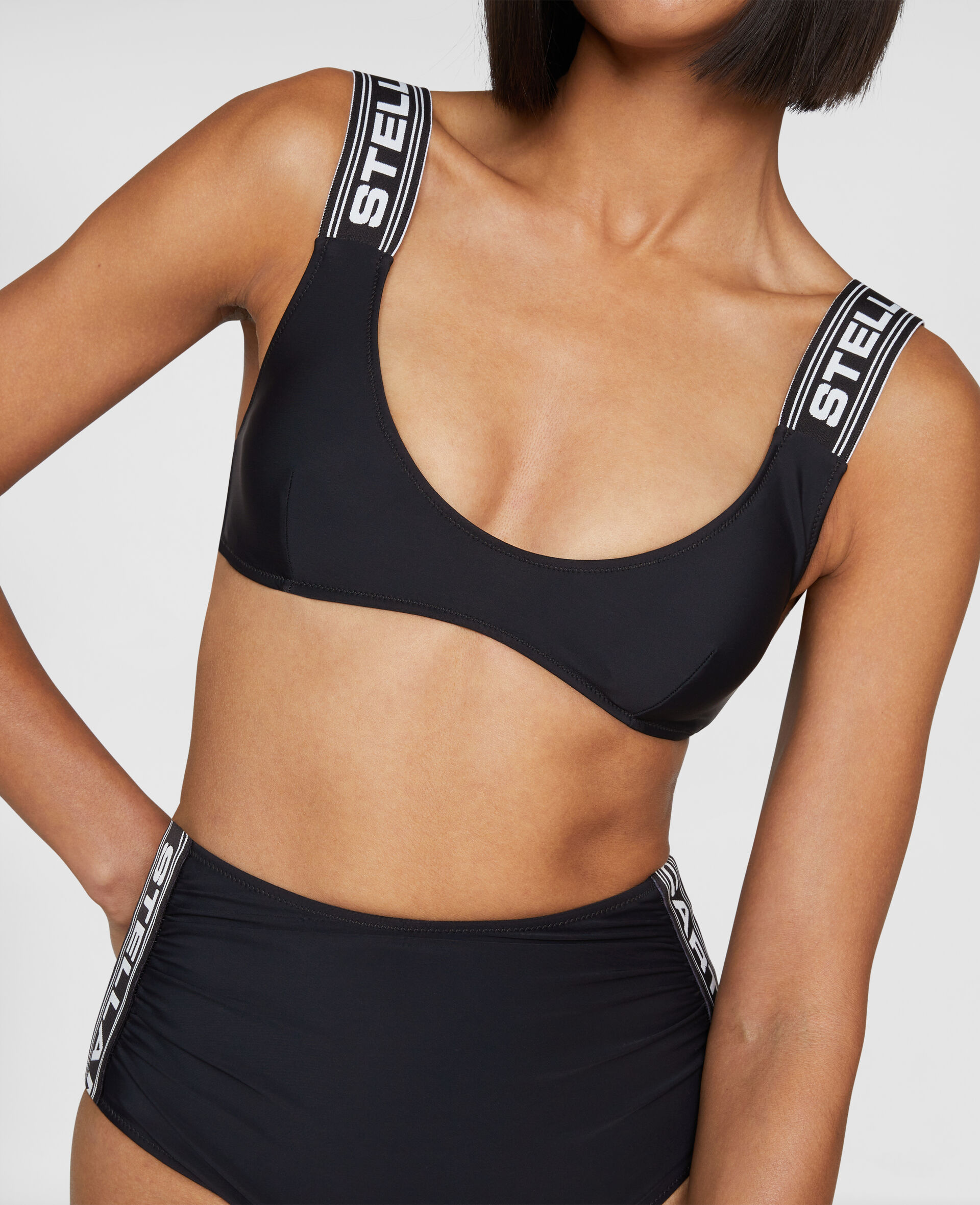 Sporty Logo Padded Brassiere Bra-Black-large image number 3