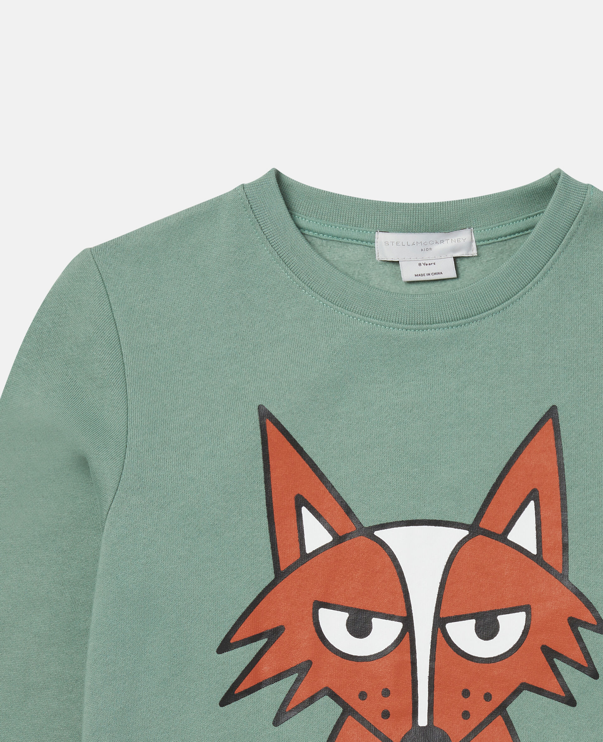 Fox Print Cotton Fleece Sweatshirt-Green-large image number 1