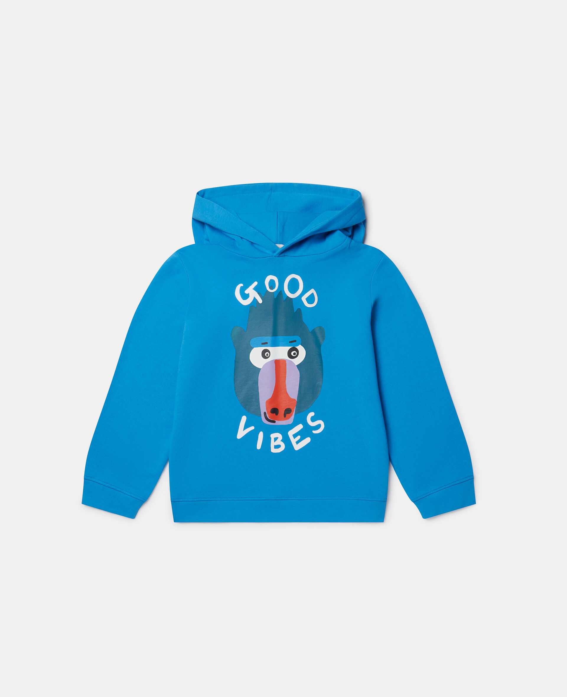 Good Vibes Monkey Print Hoodie-Blue-large image number 0