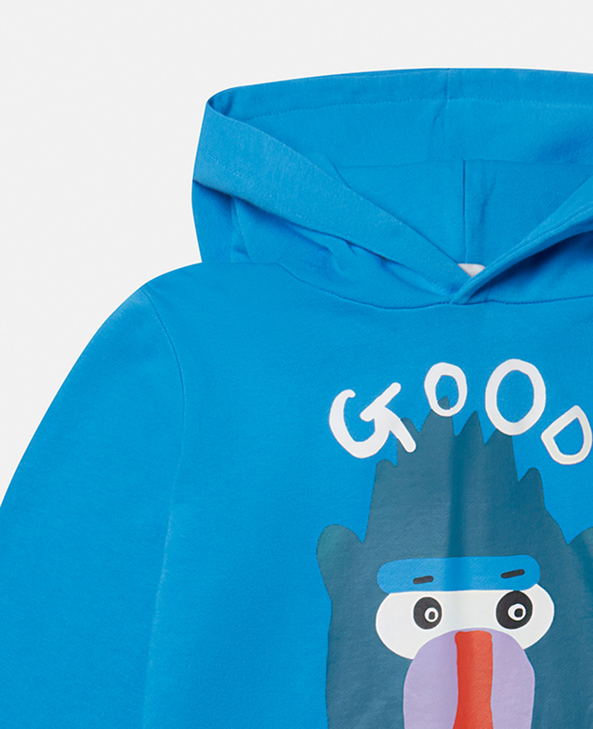 Good Vibes Monkey Print Hoodie-Blue-large image number 1