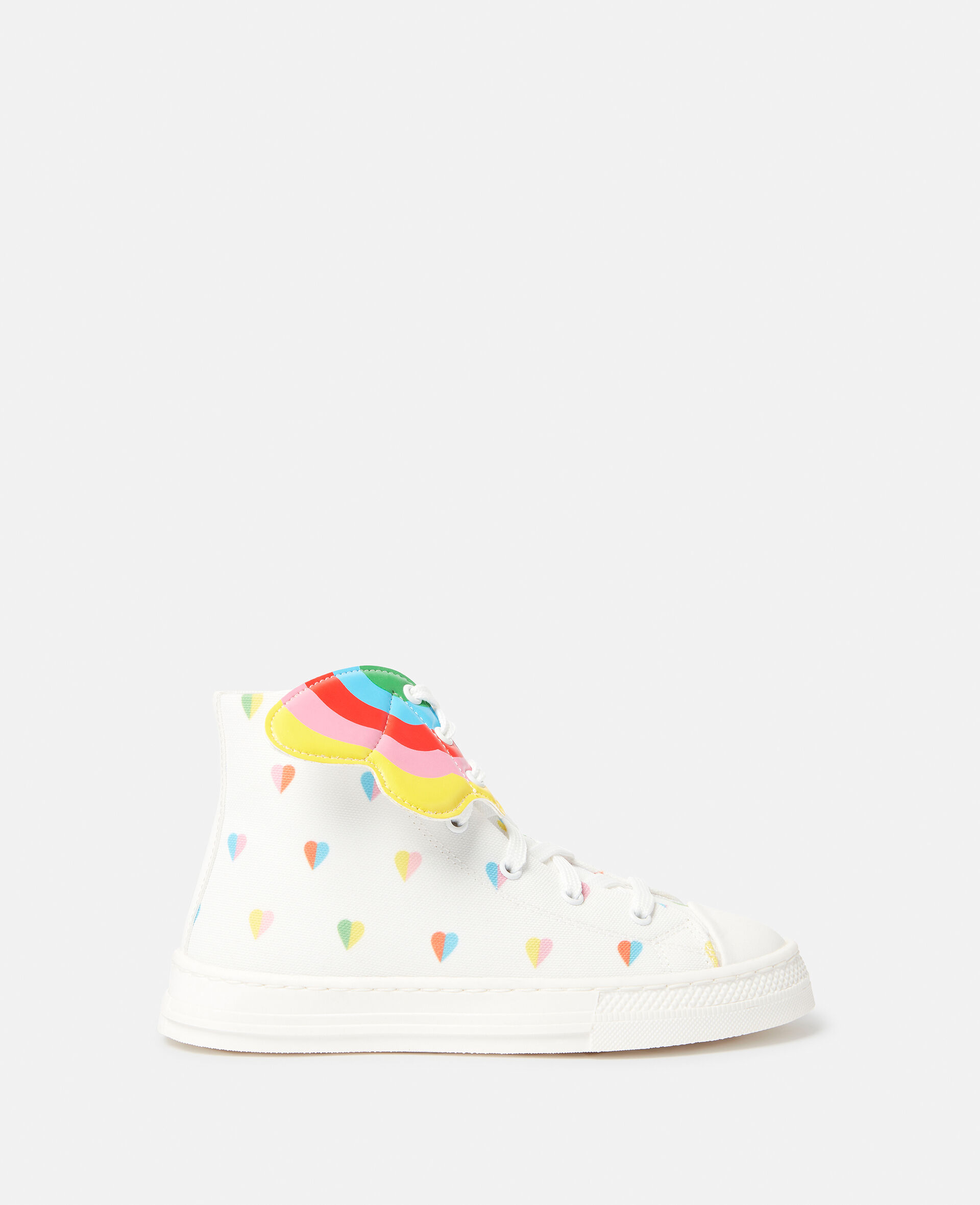 Heart Print High-Top Trainers with Wings-White-large image number 0