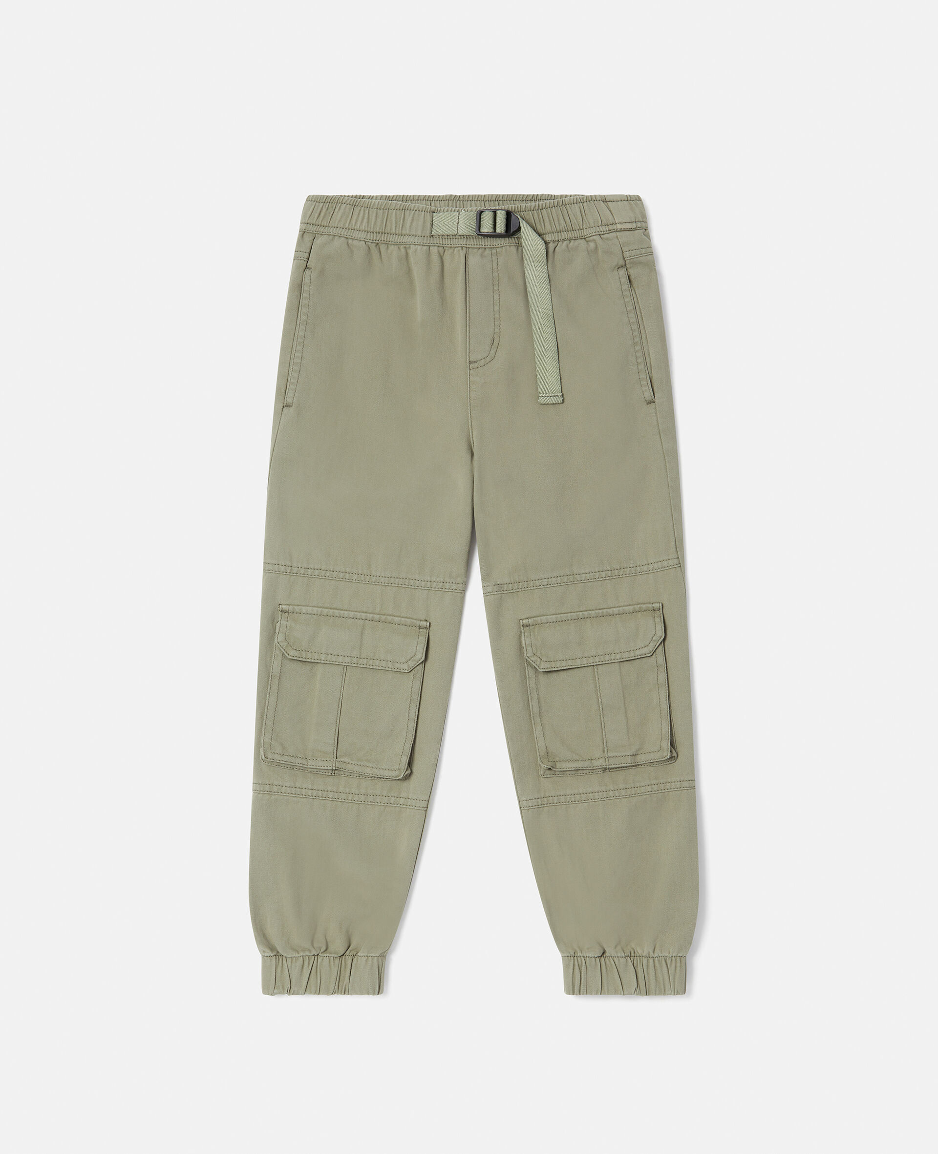 Cotton Twill Cargo Trousers-Green-large image number 0