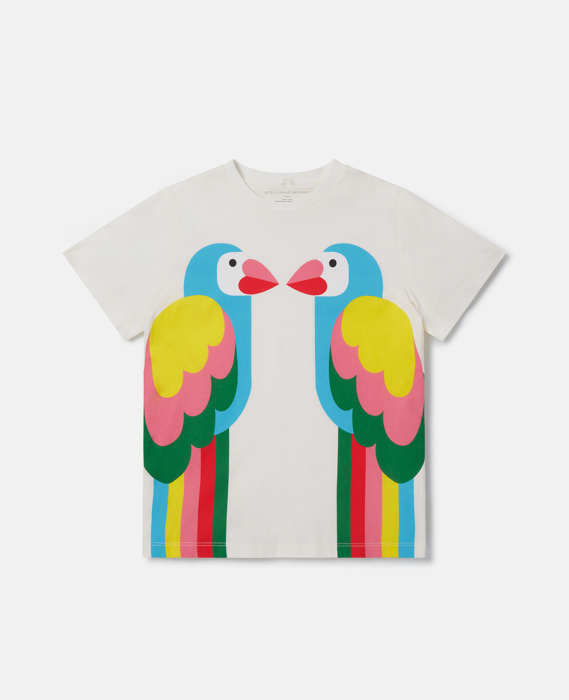 Double Baby Parrot Print T-Shirt-White-large