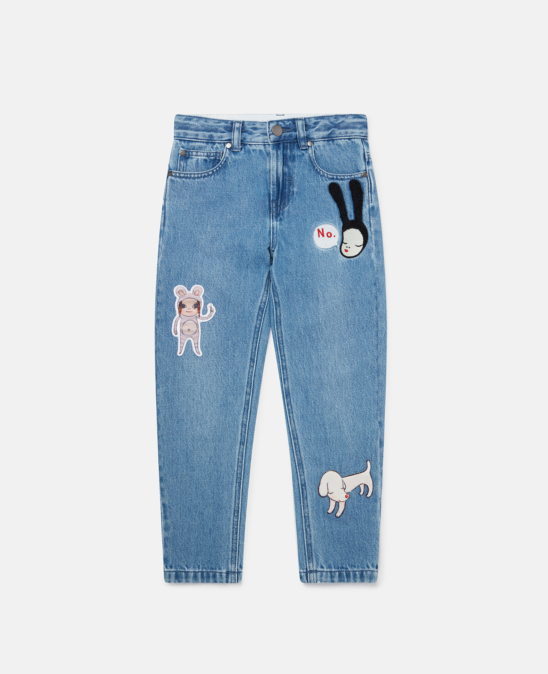 Yoshitomo Nara Patch Embroidery Jeans-Blue-large image number 0