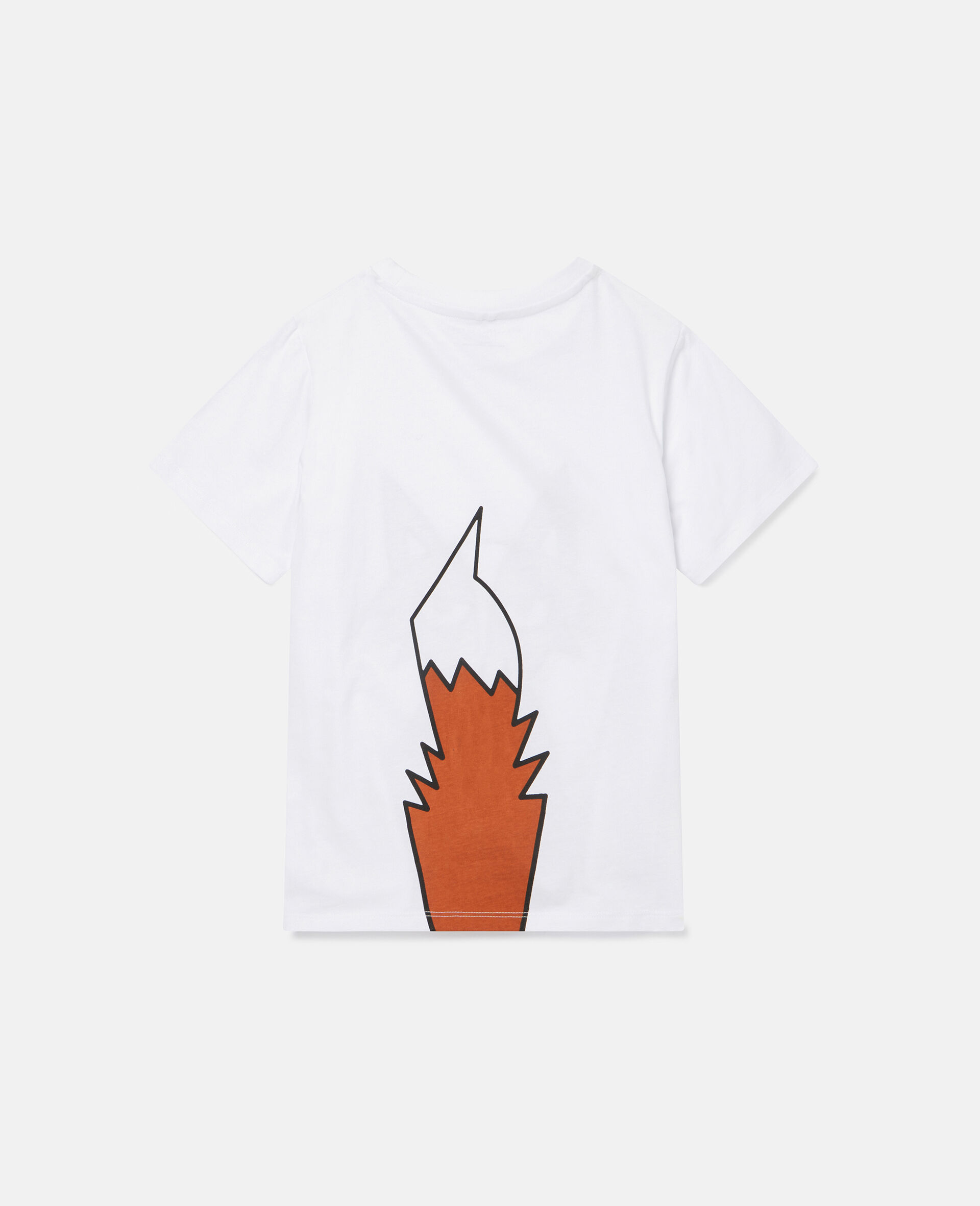 Fox Print Cotton T‐Shirt-White-large image number 2
