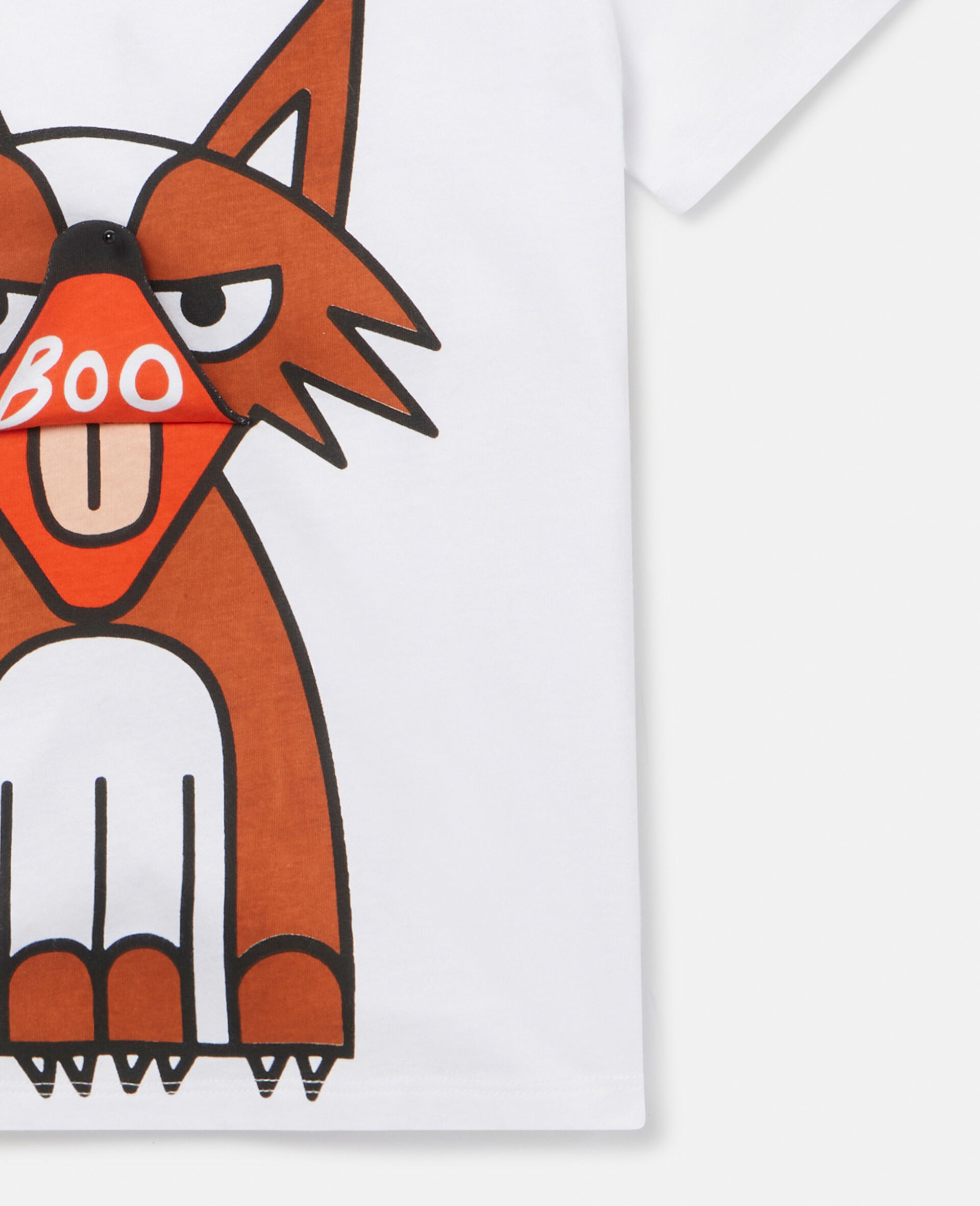 Fox Print Cotton T‐Shirt-White-large image number 1