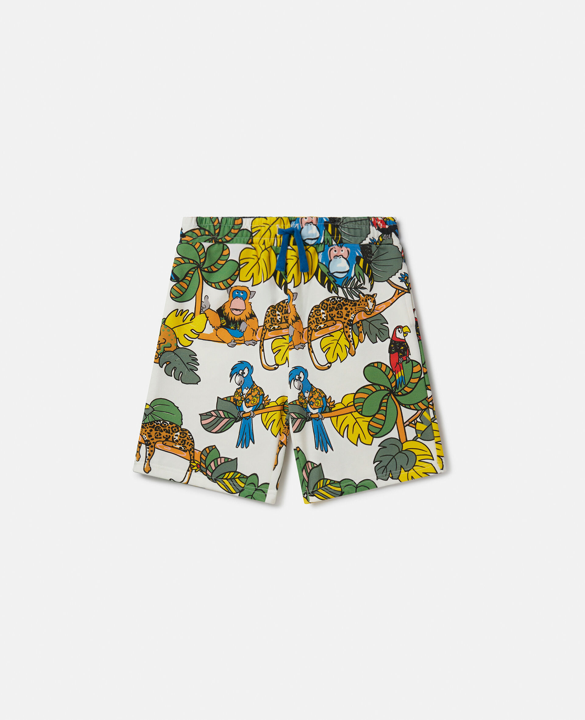 Jungle Print Sweat Shorts-White-large image number 0