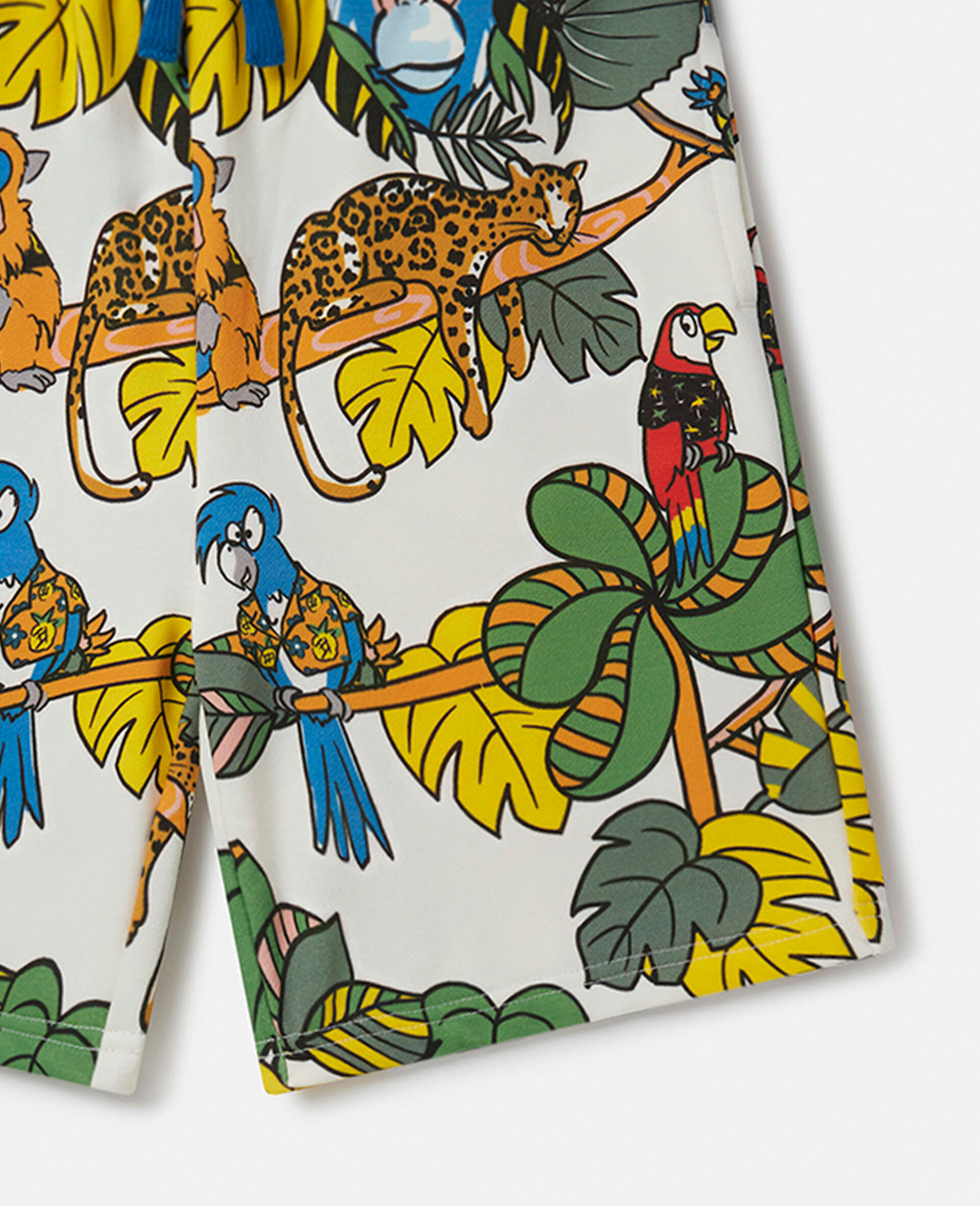 Jungle Print Sweat Shorts-White-large image number 1