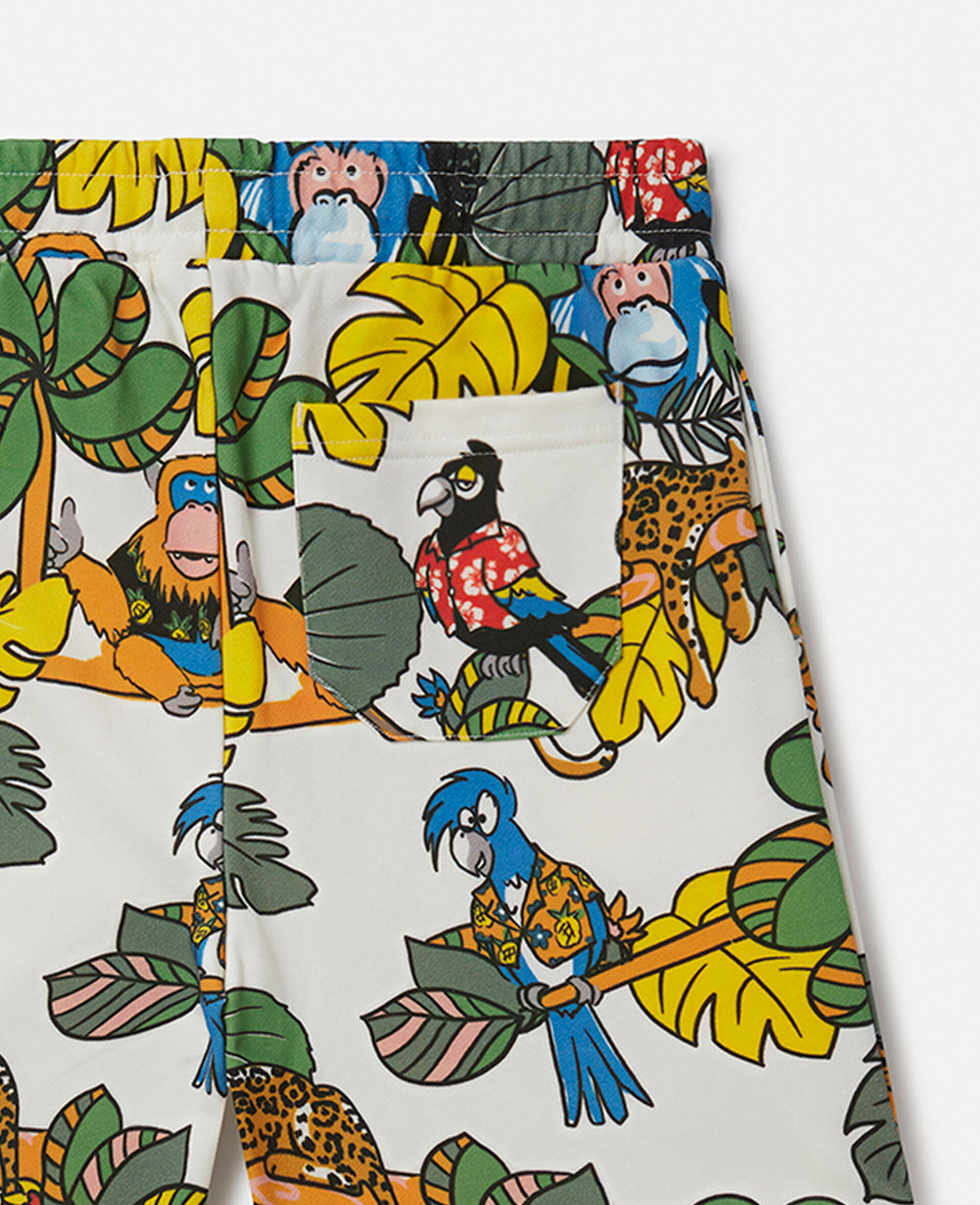 Jungle Print Sweat Shorts-White-large image number 3