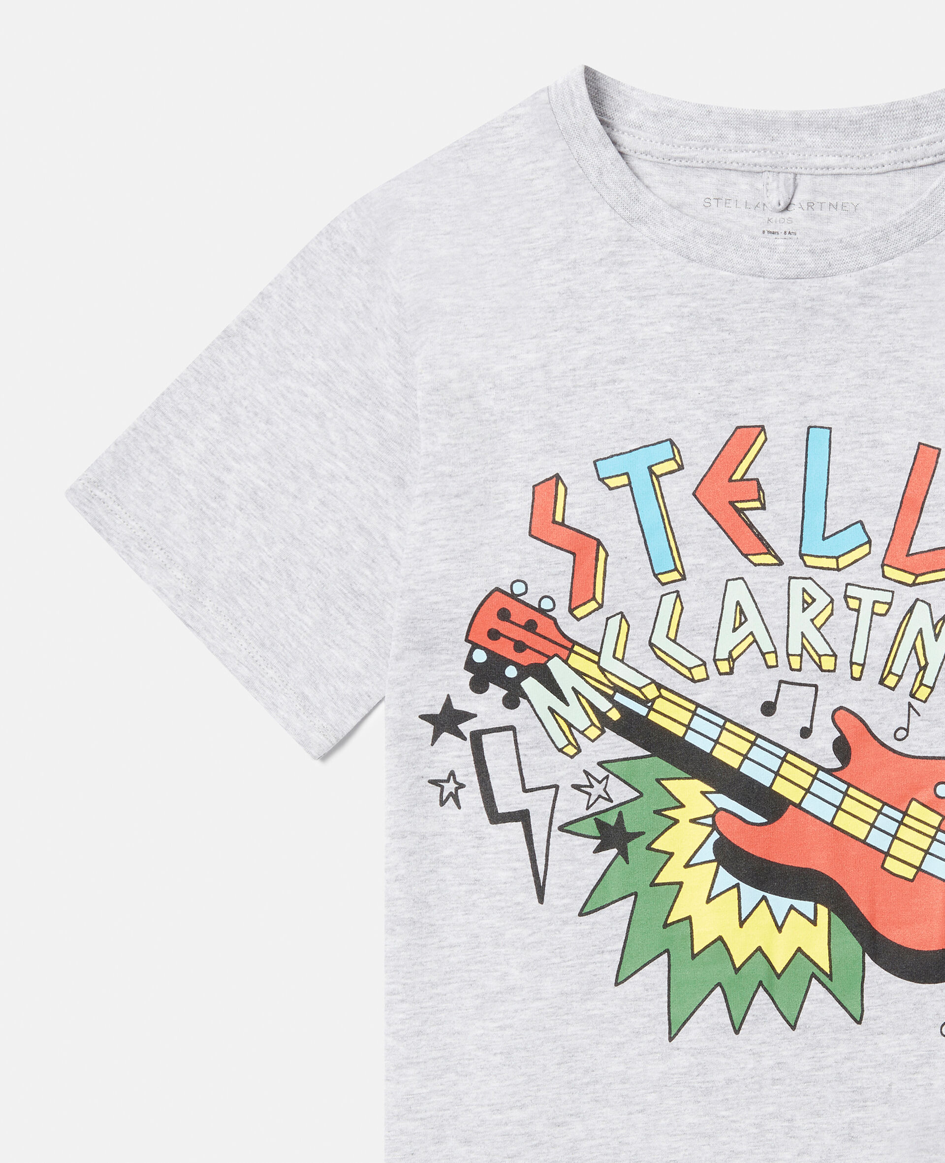 Stella Logo Rock Guitar Print T-Shirt-Grey-large image number 1