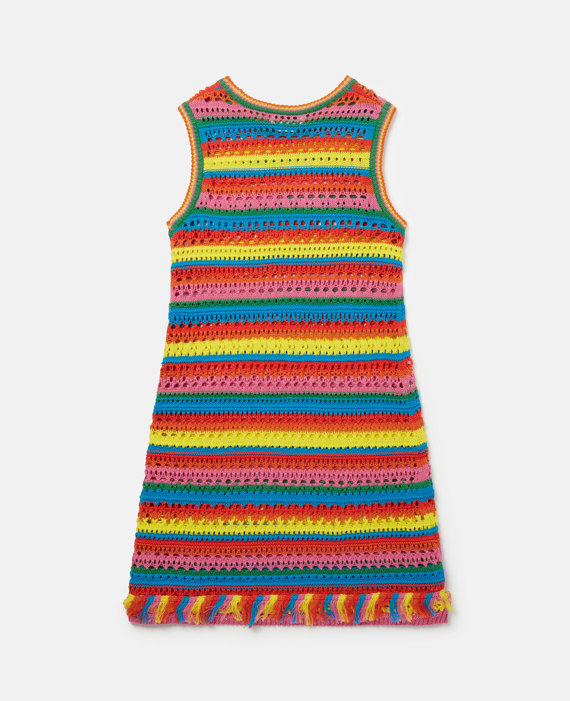 Rainbow Stripe Crochet Tank Dress-Multicolour-large