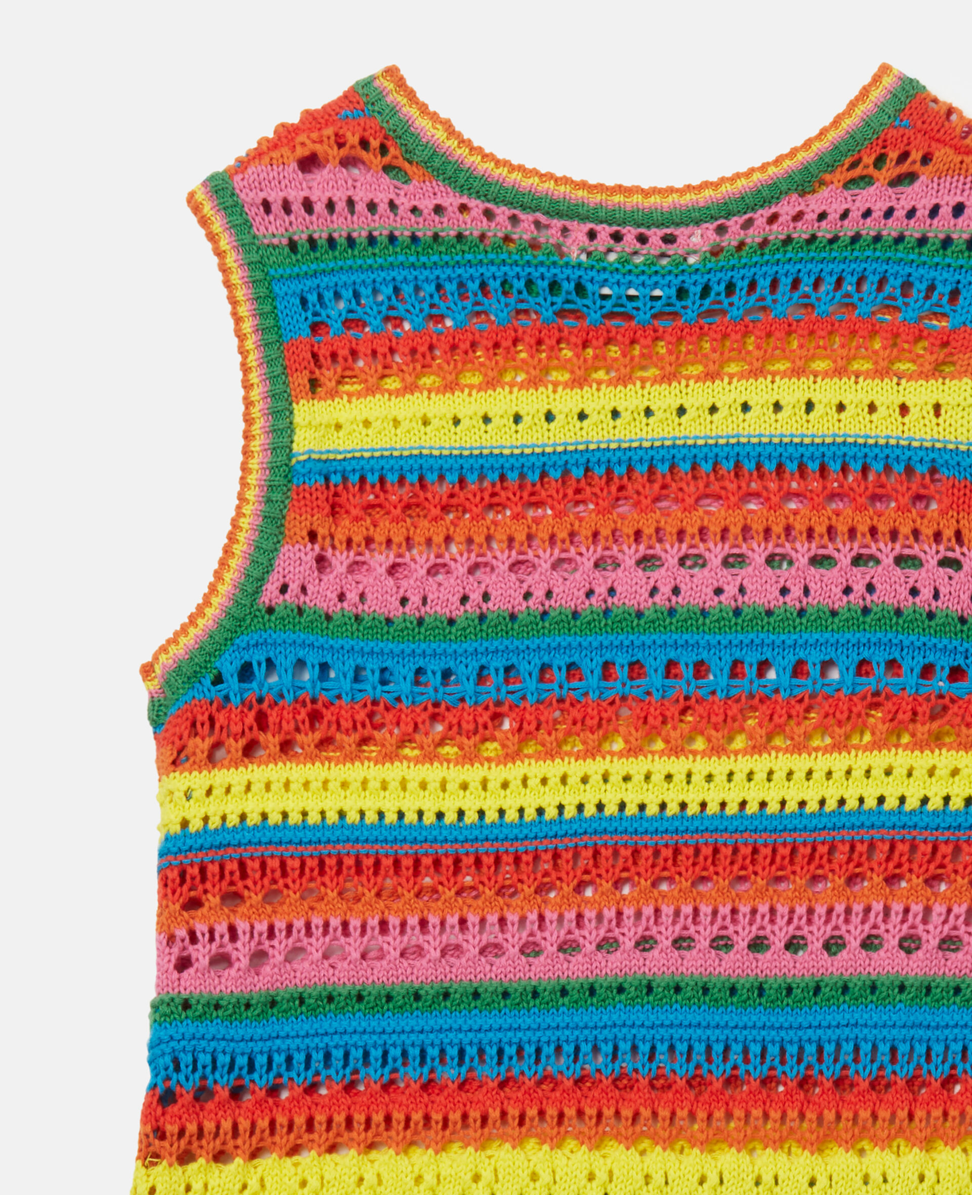 Rainbow Stripe Crochet Tank Dress-Multicolour-large image number 1