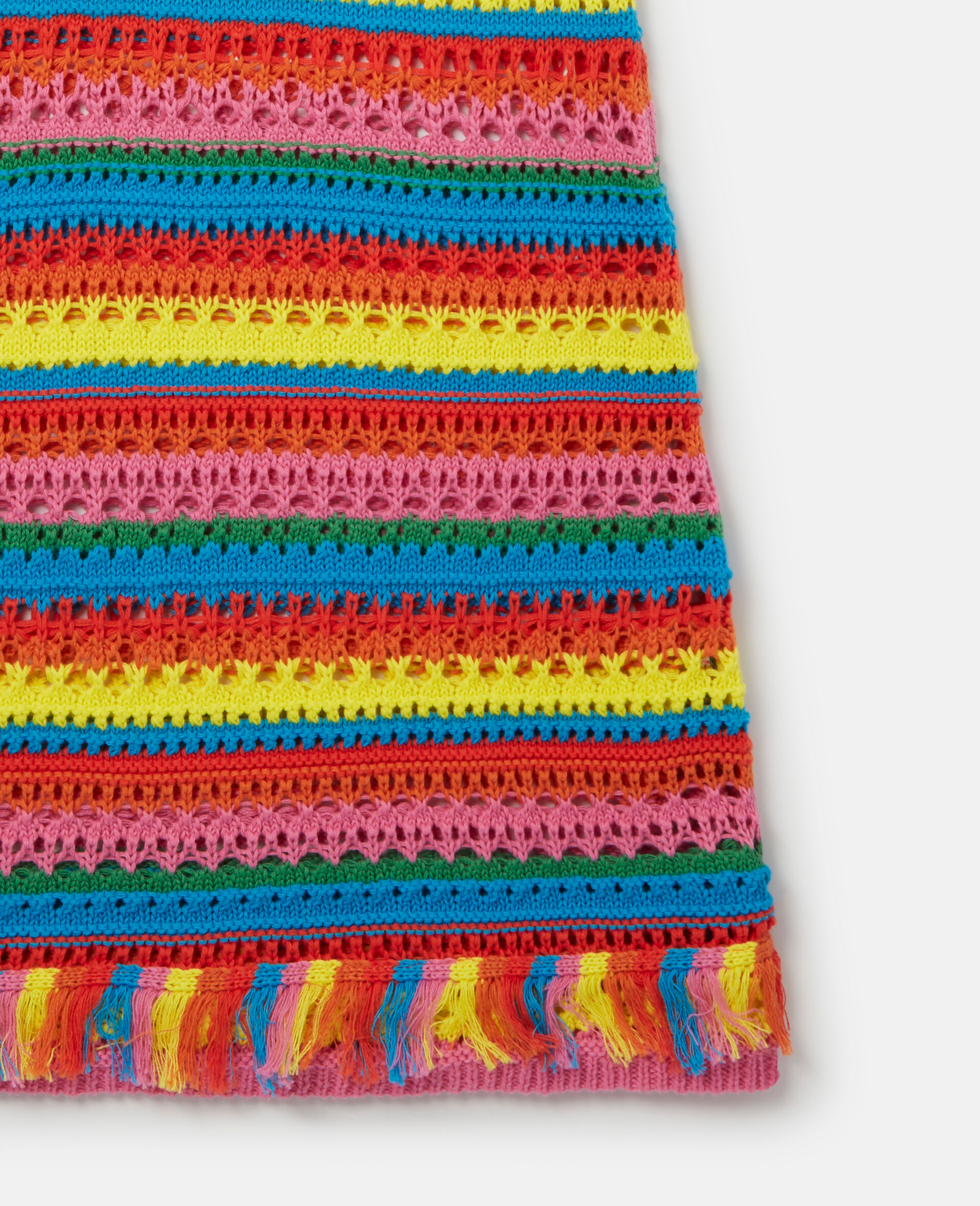 Rainbow Stripe Crochet Tank Dress-Multicolour-large image number 3