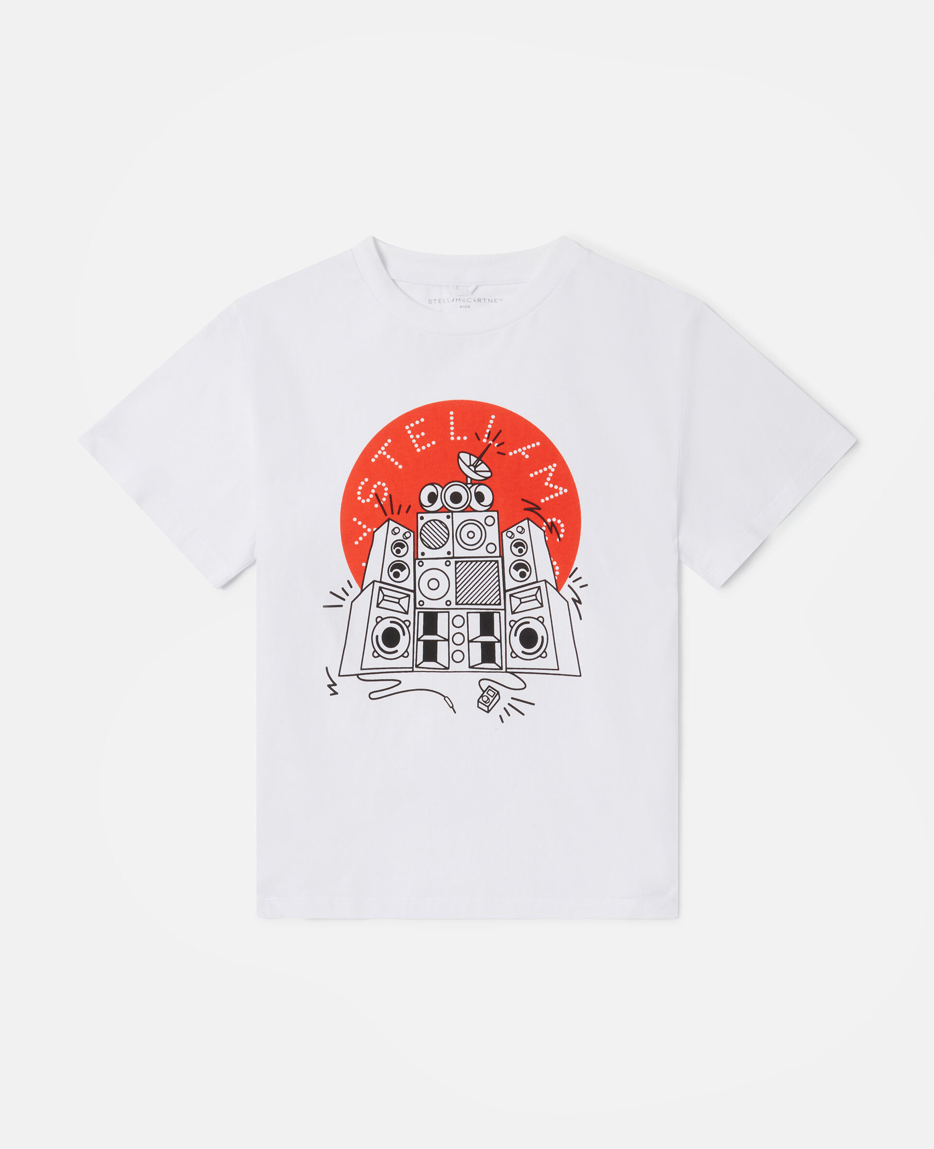 Speaker Print Oversized T-Shirt-White-large image number 0