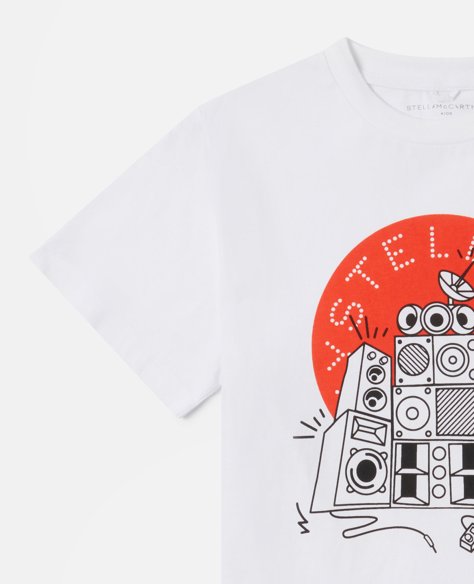 Speaker Print Oversized T-Shirt-White-large image number 1