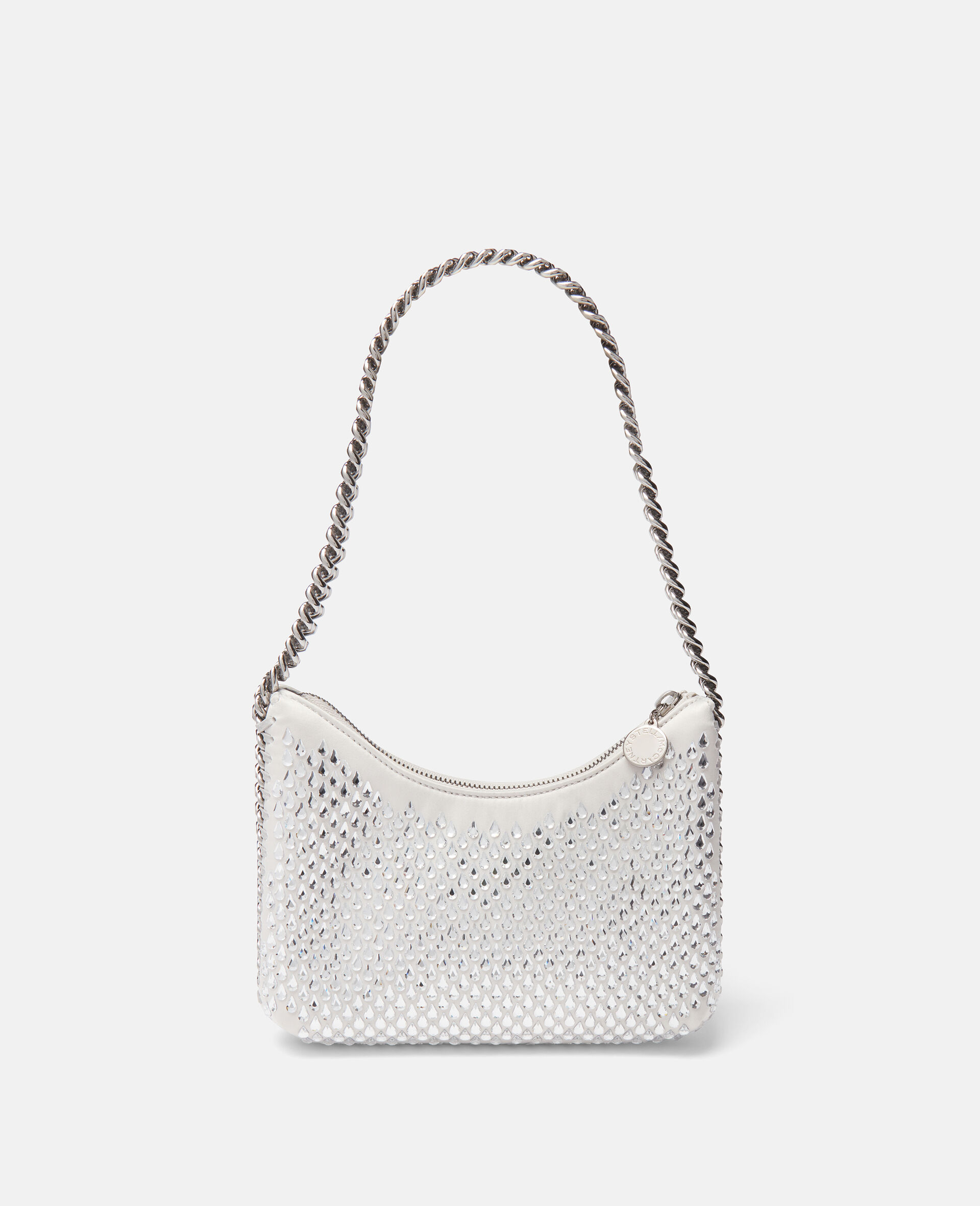 Falabella Crystal Mesh Mini Zipped Shoulder Bag-Grey-large image number 3