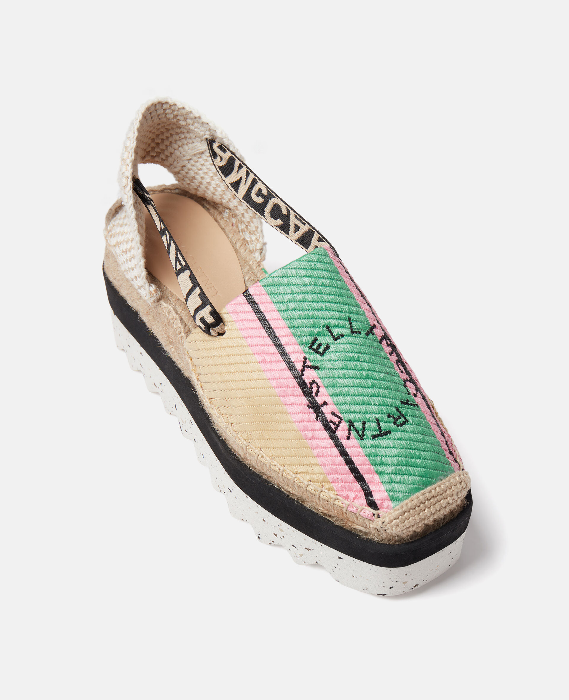Gaia Striped Raffia Platform Espadrilles-Green-large image number 2