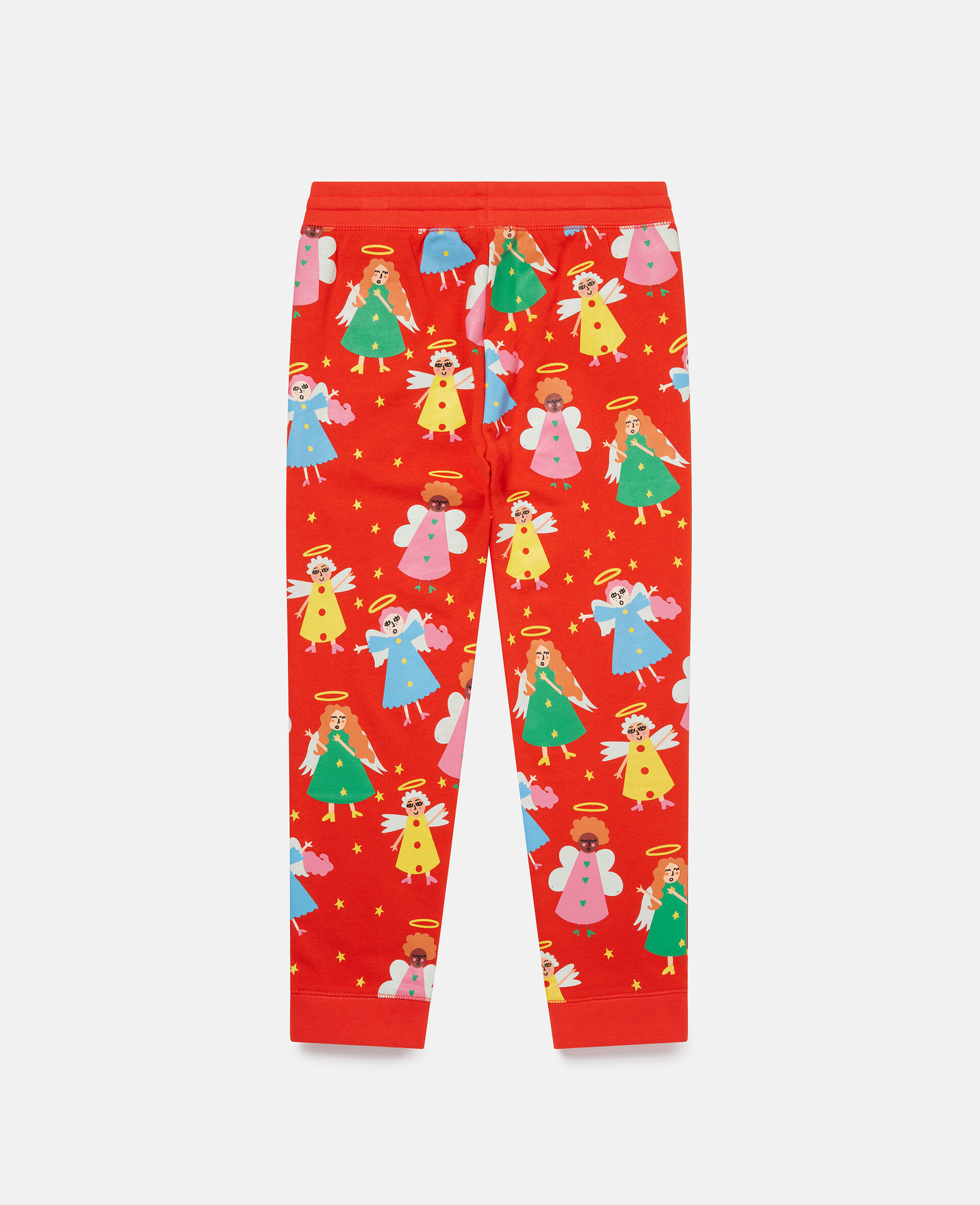 Festive Angel Print Fleece Joggers-Red-large image number 2