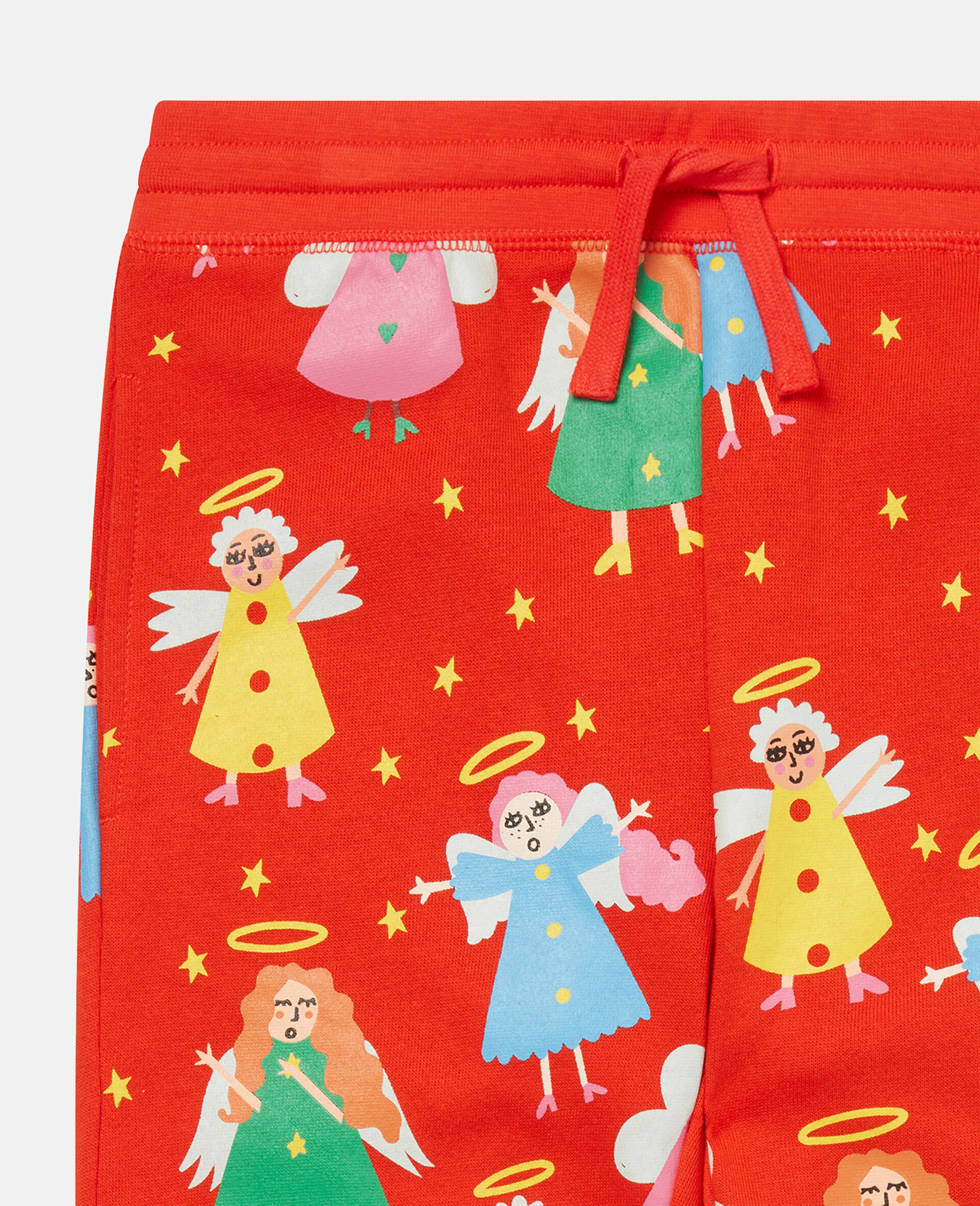 Festive Angel Print Fleece Joggers-Red-large image number 1