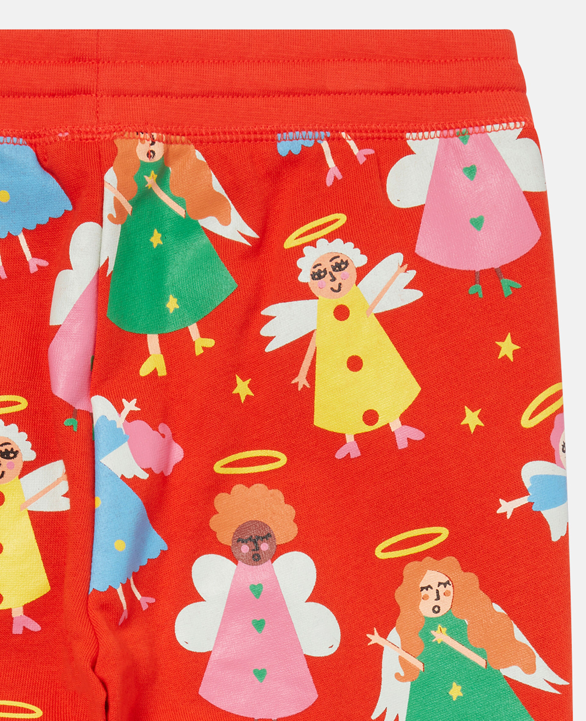 Festive Angel Print Fleece Joggers-Red-large image number 3