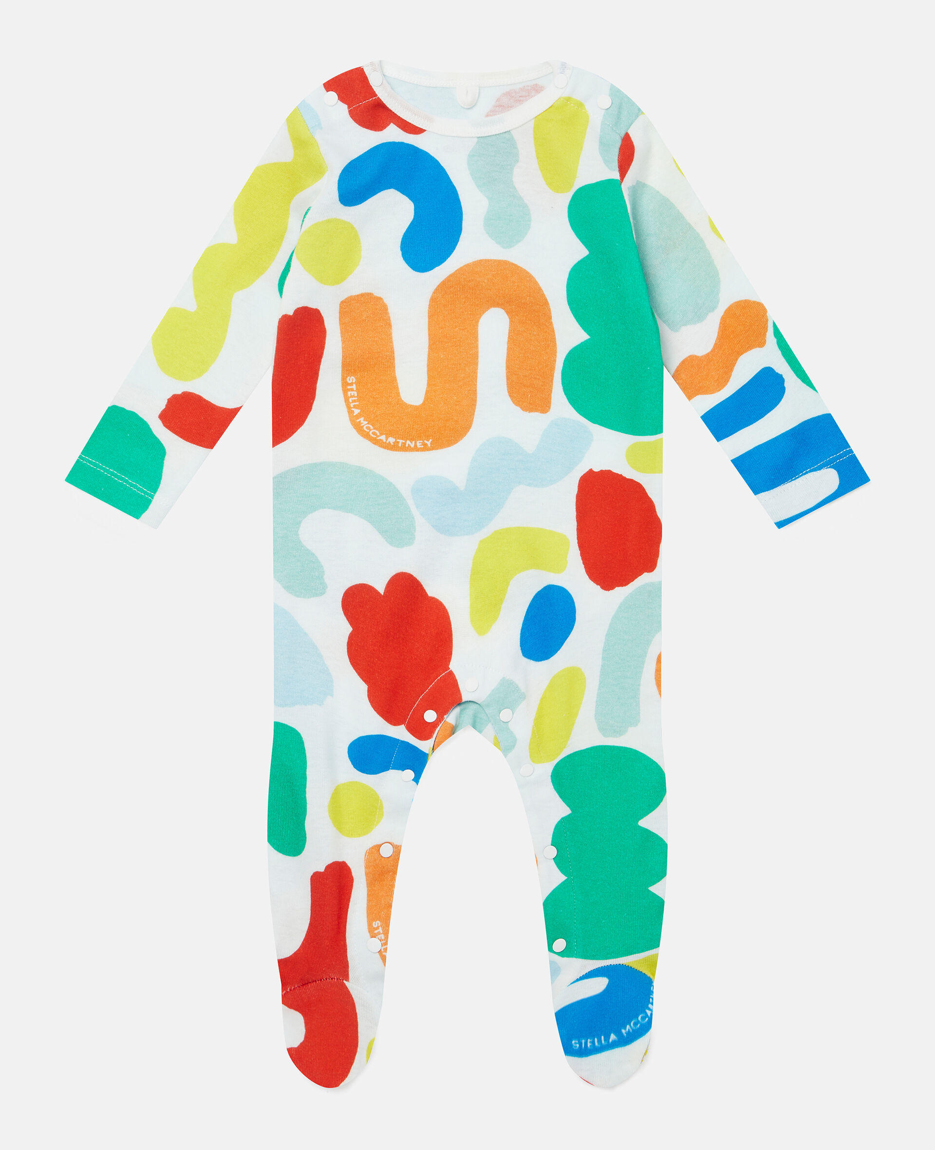 Abstract Smile Print Bodysuit Set-Multicolour-large image number 1