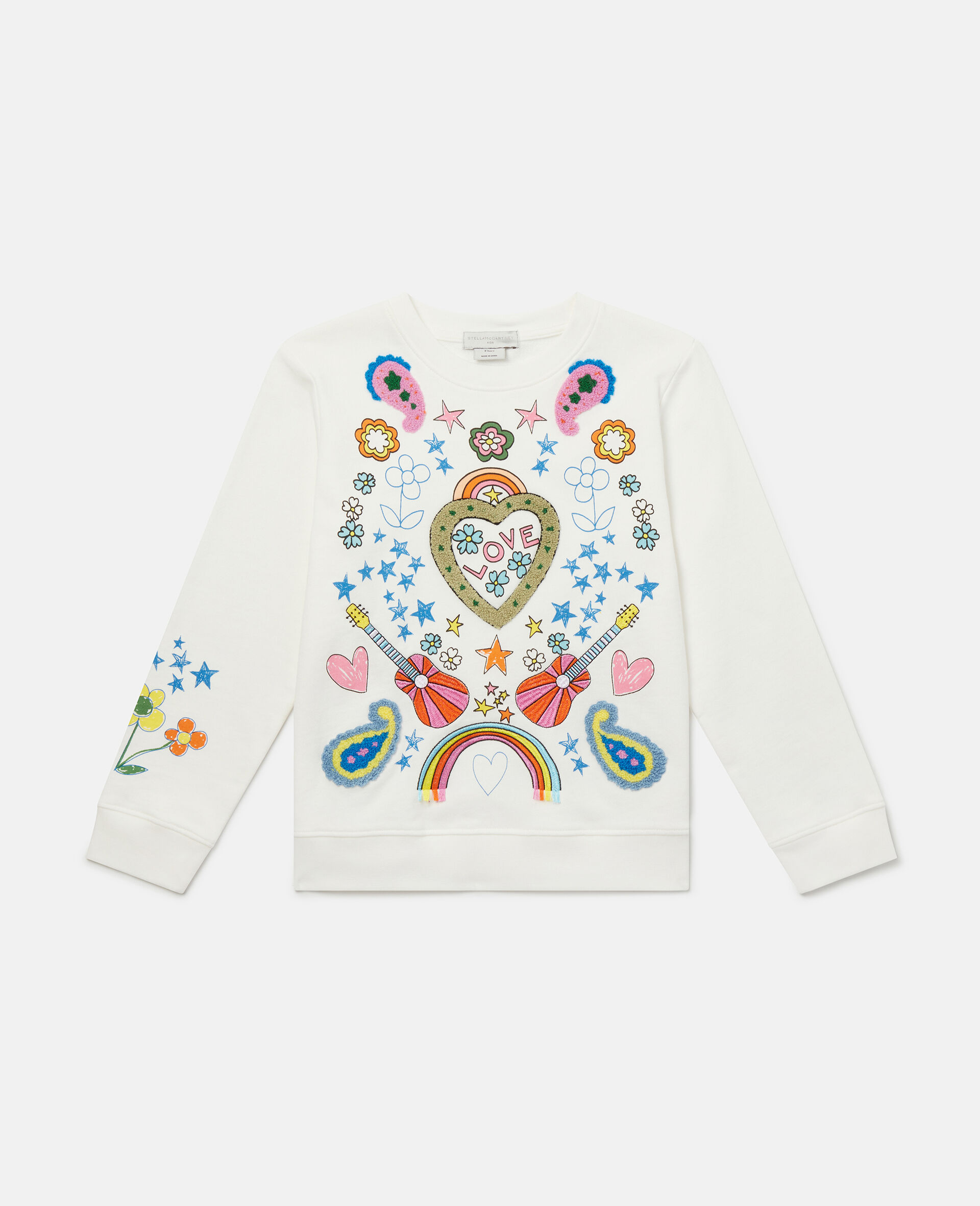 'Love to Dream' Embroidered Longline Sweatshirt-White-large