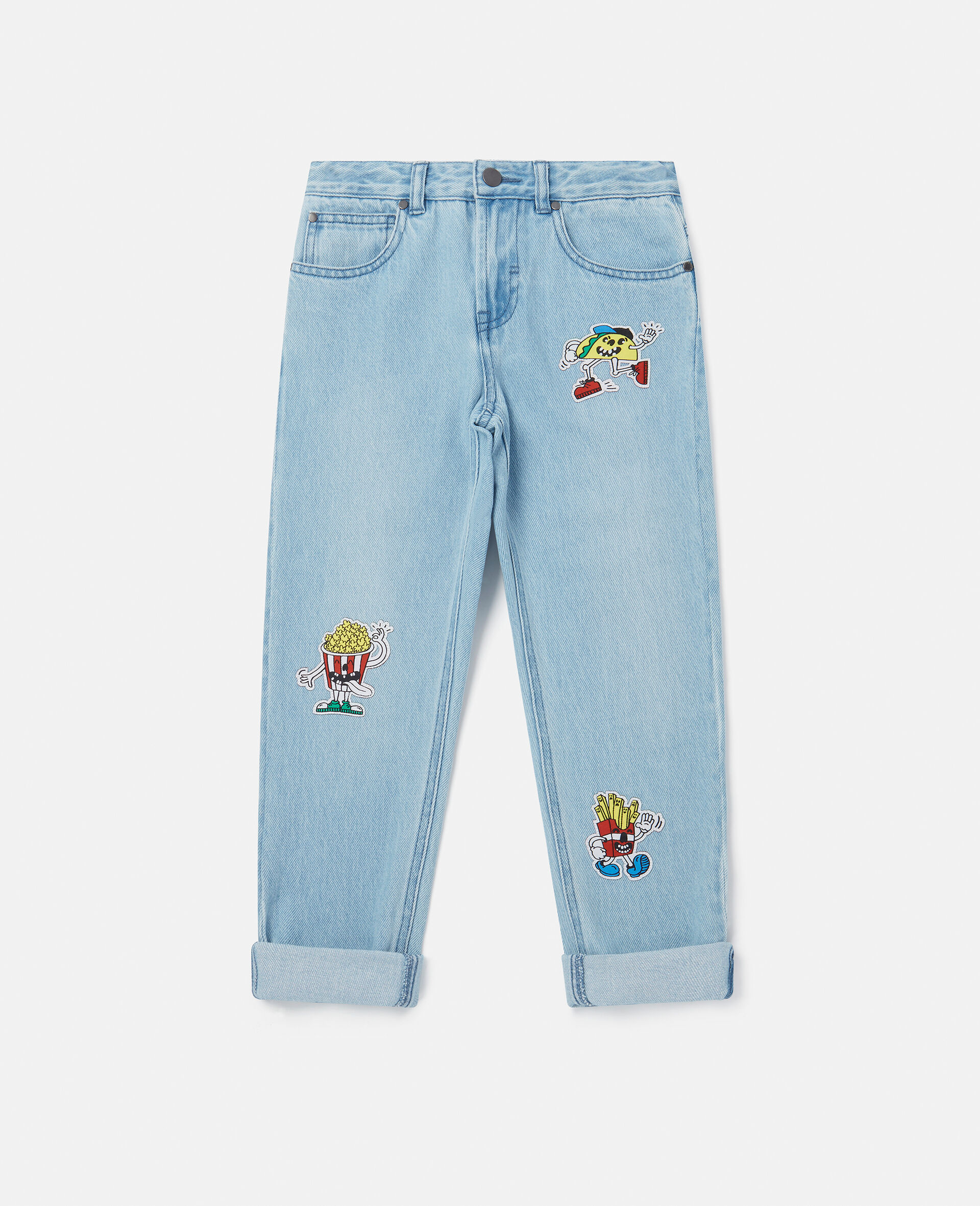 Fast Food Embroidery Boyfriend Jeans-Multicolour-large image number 0