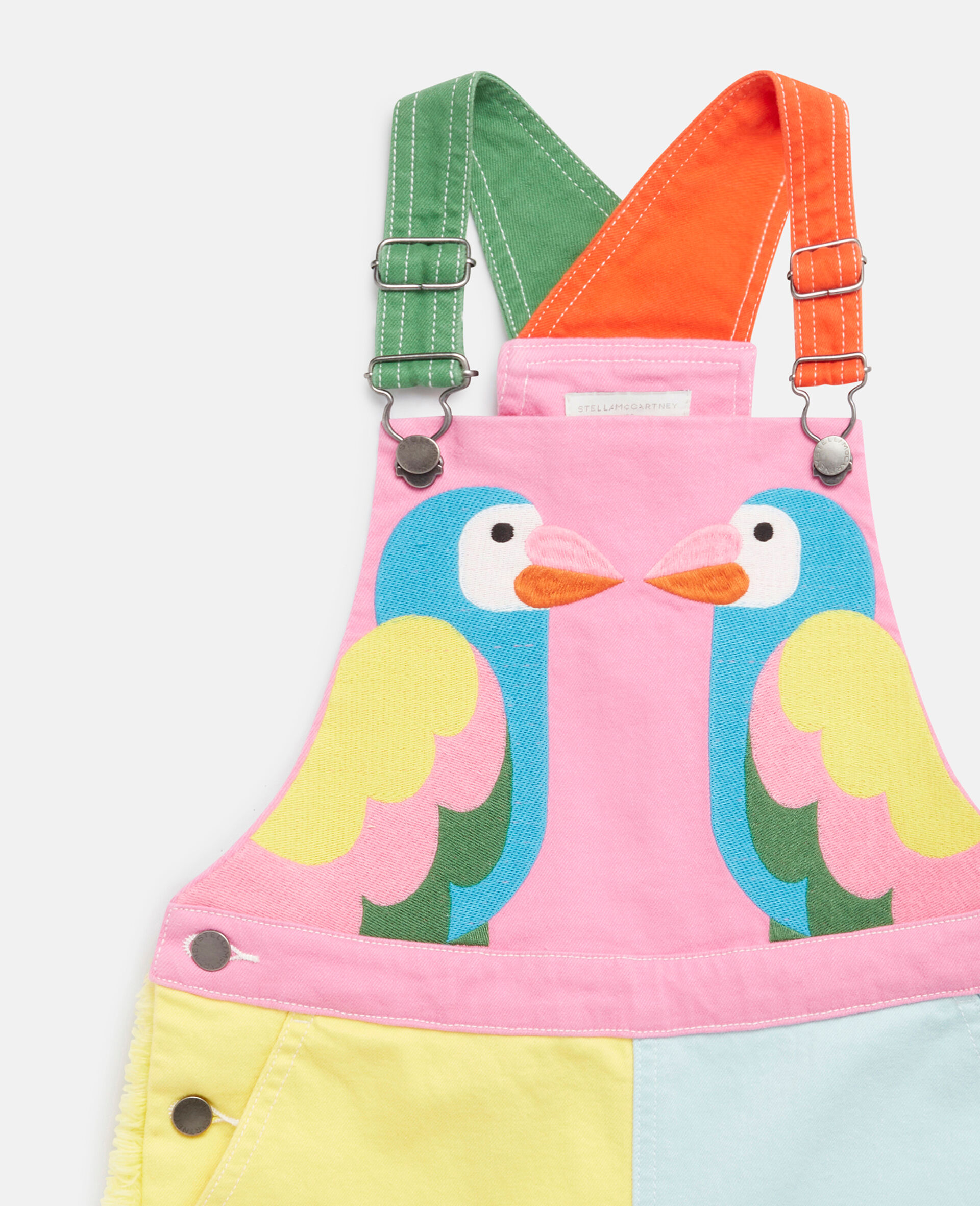 Double Baby Parrot Print Dungarees-Multicolour-large image number 1