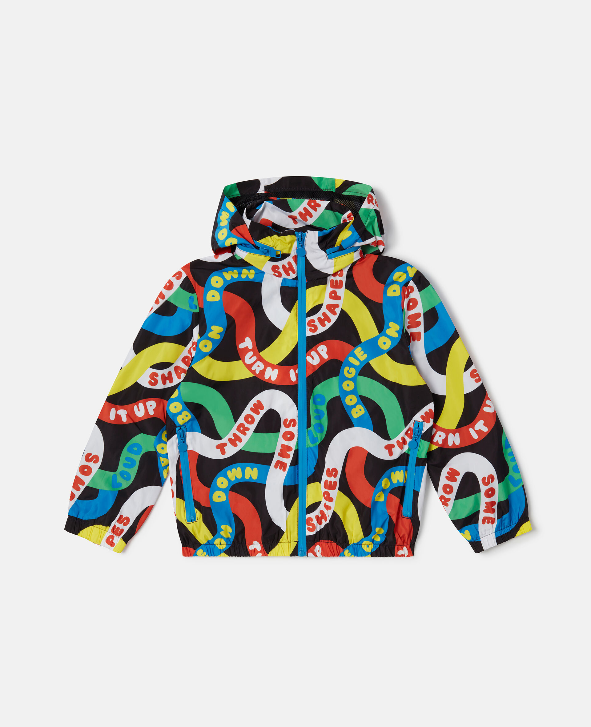 Dancing Words Print Hooded Jacket-Black-large image number 0
